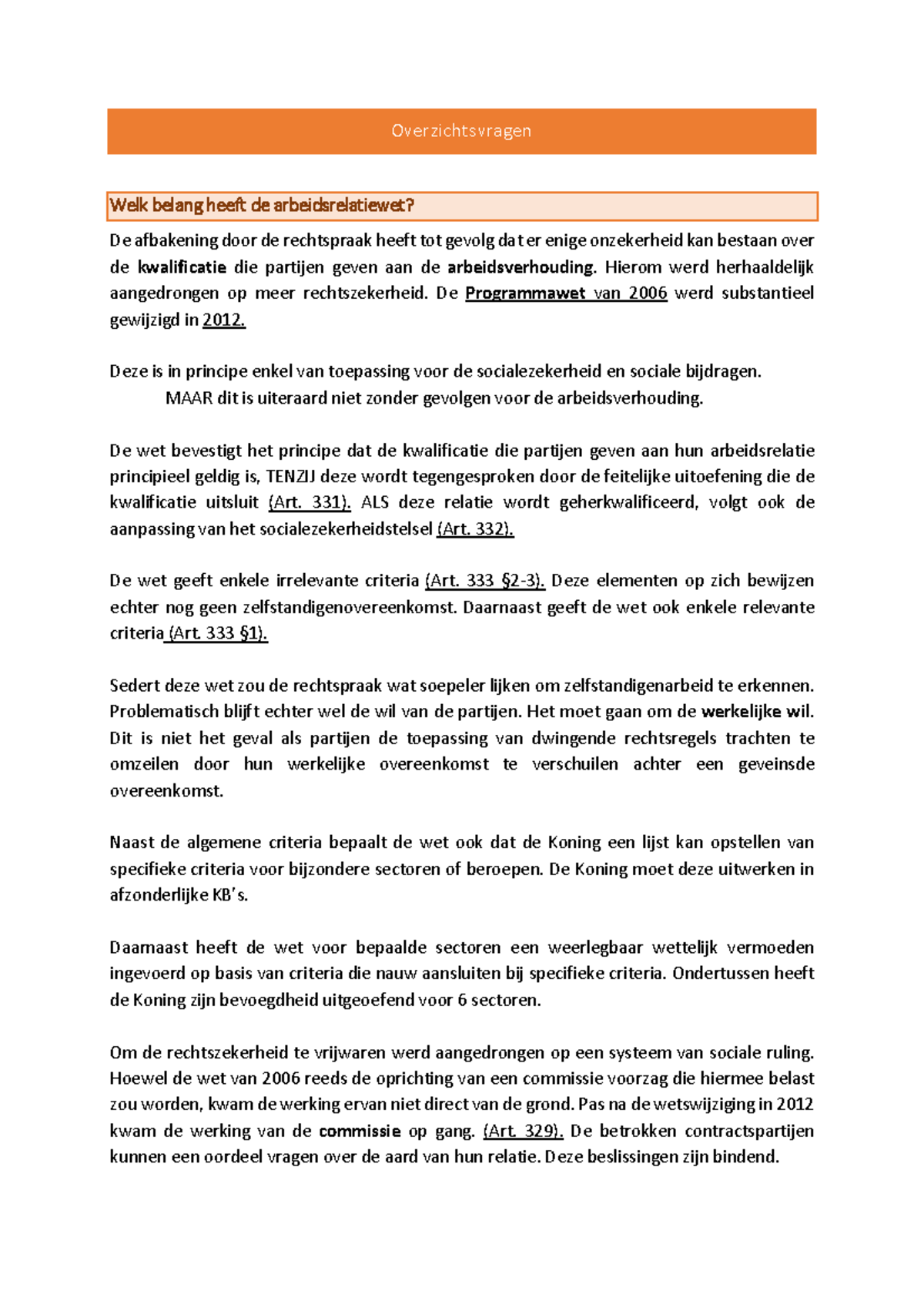 Examenvragen Arbeidsrecht 20 21 Aangepast - Overzichtsvragen Welk ...