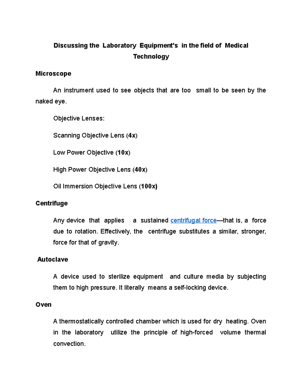 essay about laboratory equipment