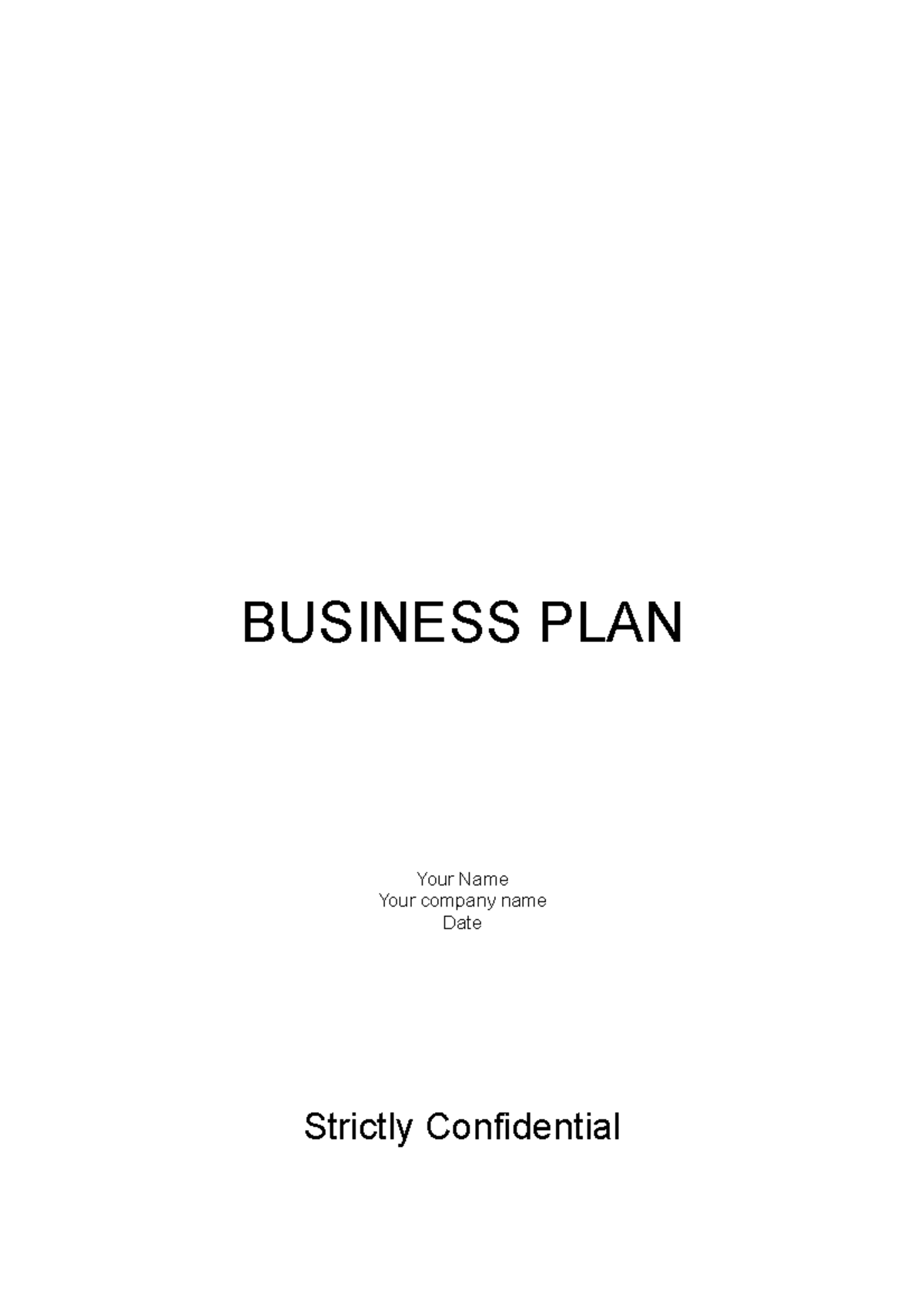 NEW Creative Business Plan Blank - BUSINESS PLAN Your Name Your company ...