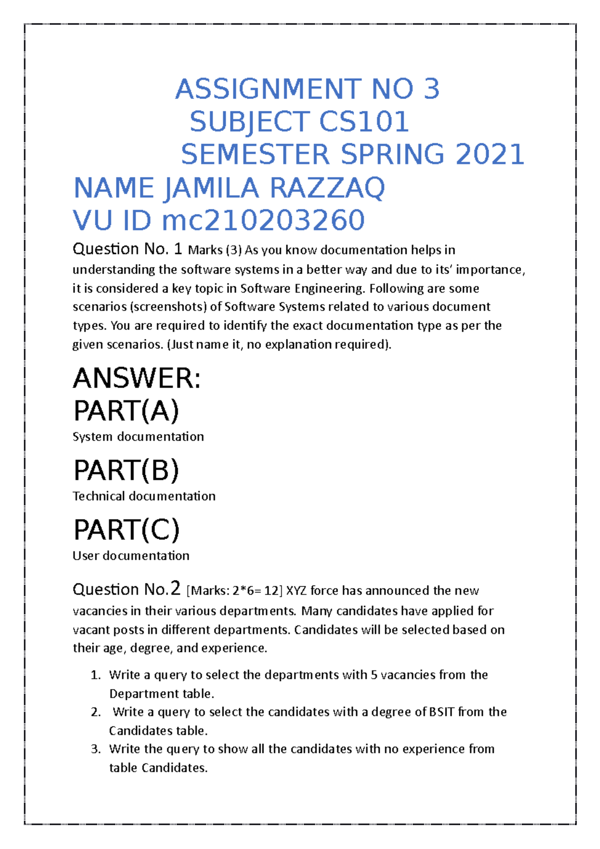 solved assignments spring 2021