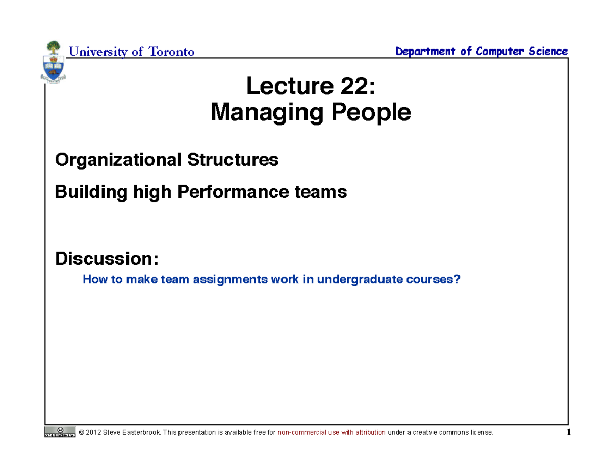 22-people-management - Lecture 22: Managing People " Organizational ...