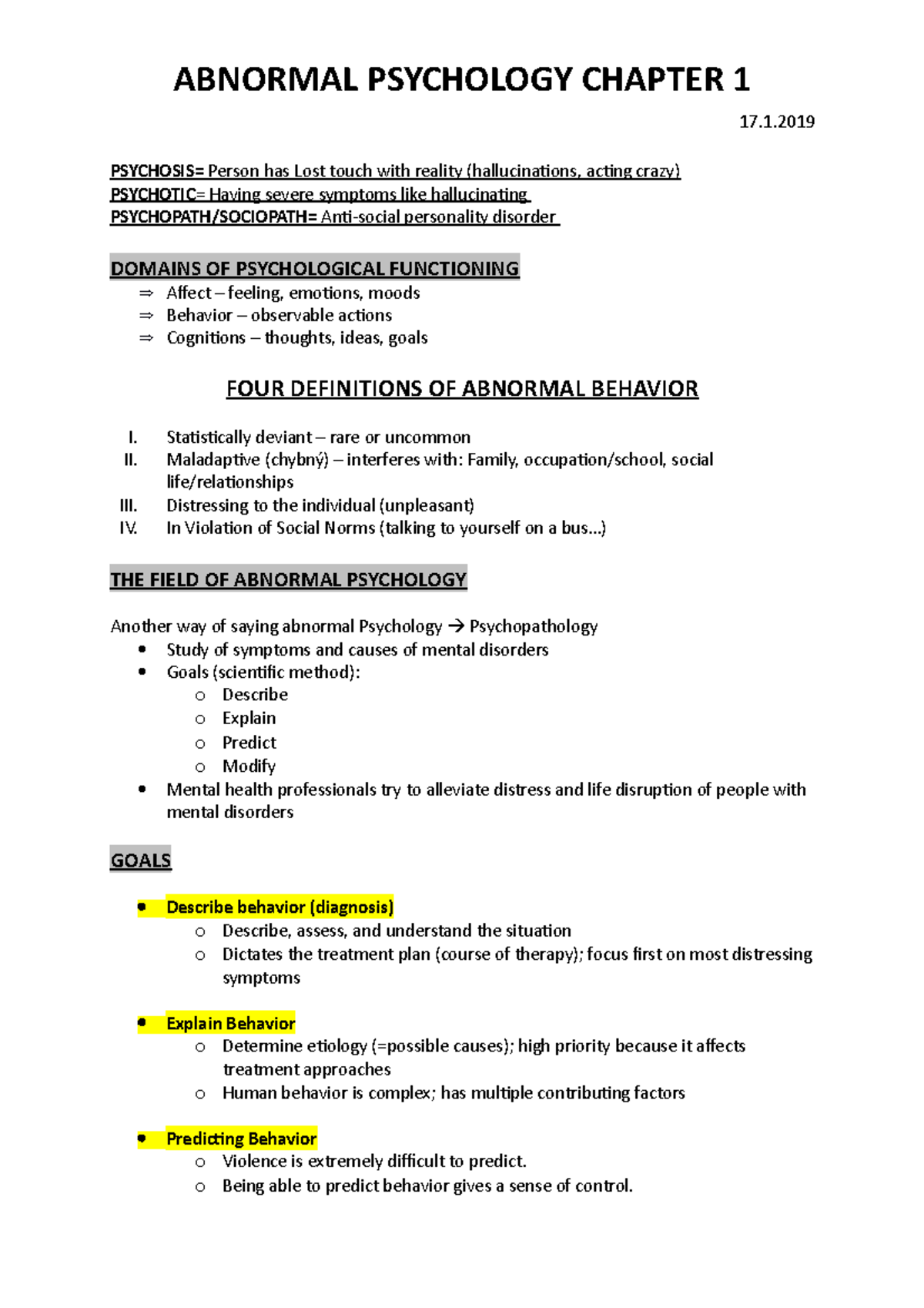 Chapter 1 - Abnormal Psyc - ABNORMAL PSYCHOLOGY CHAPTER 1 17.1 ...