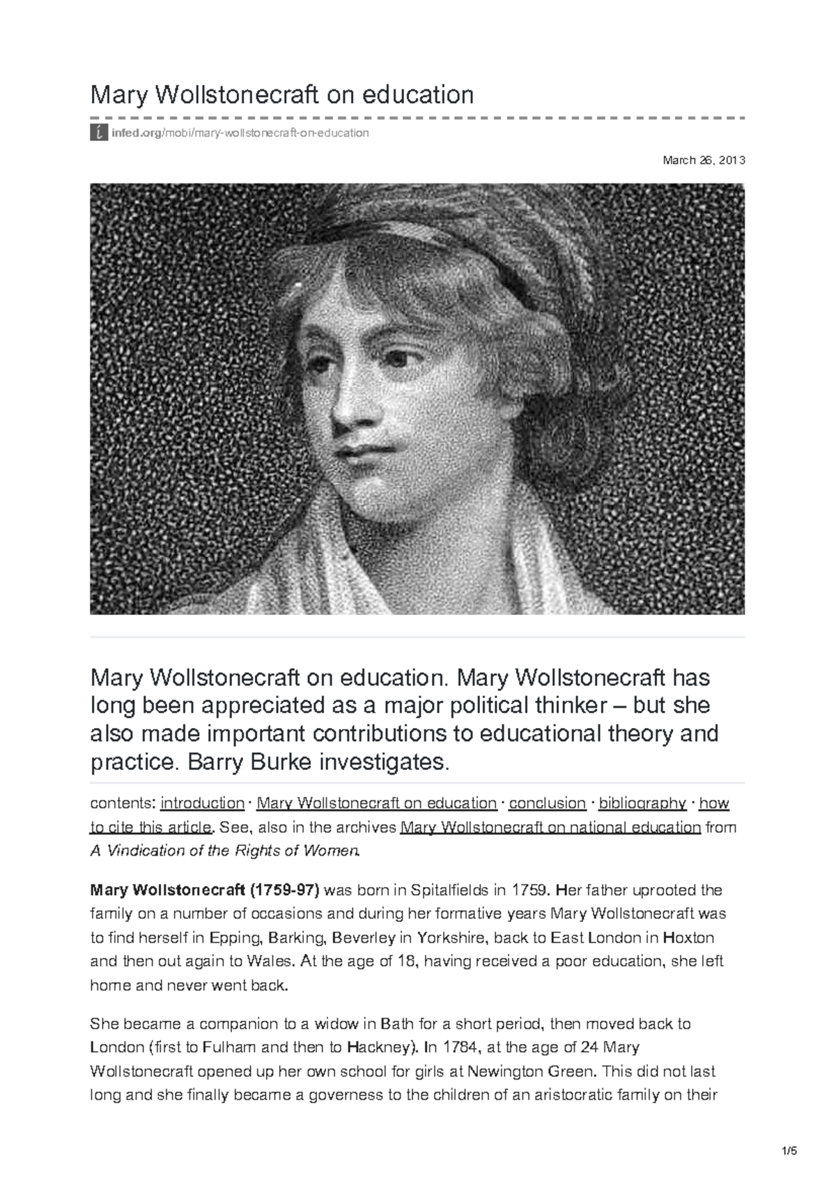 Mary Wollstonecraft - BA Honours Political Science - Delhi University