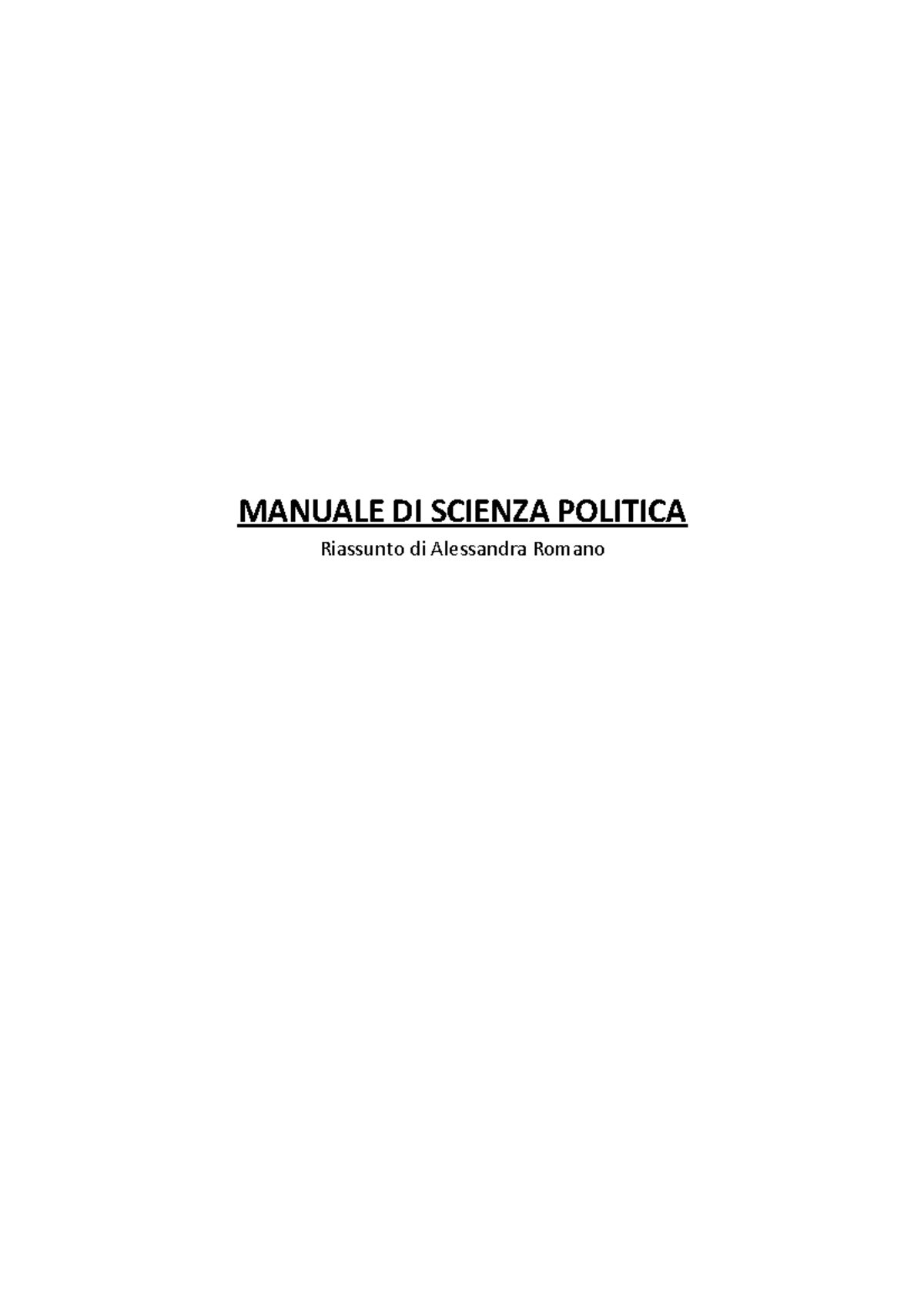 Riassunti Manuale DI Scienza Politica - MANUALE DI SCIENZA POLITICA ...