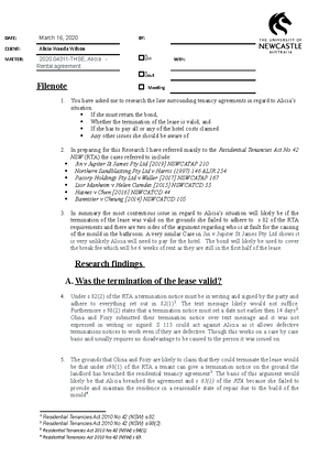 Filenote - Romeo - Legal Practice Assignment. Good for structure ...