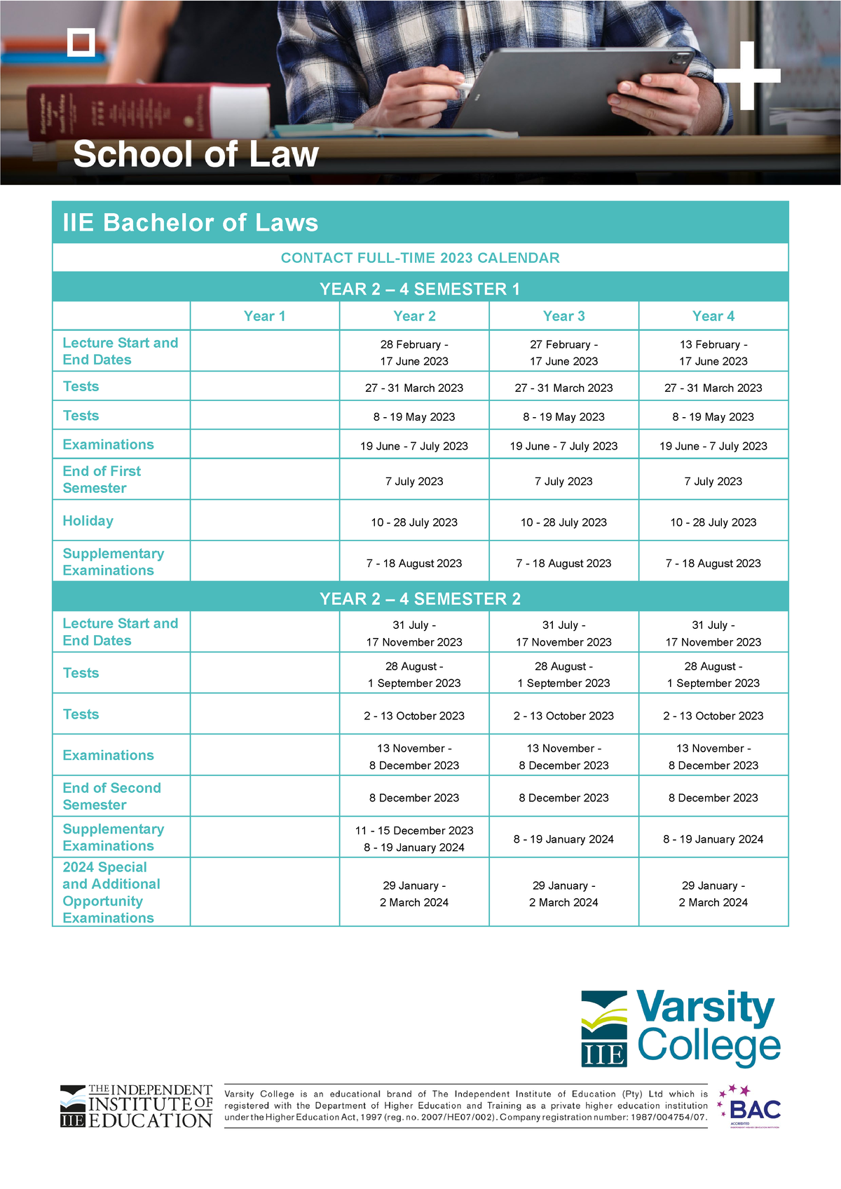 IIE BLAW po Contact Fulltime 2023 V2 IIE Bachelor of Laws CONTACT