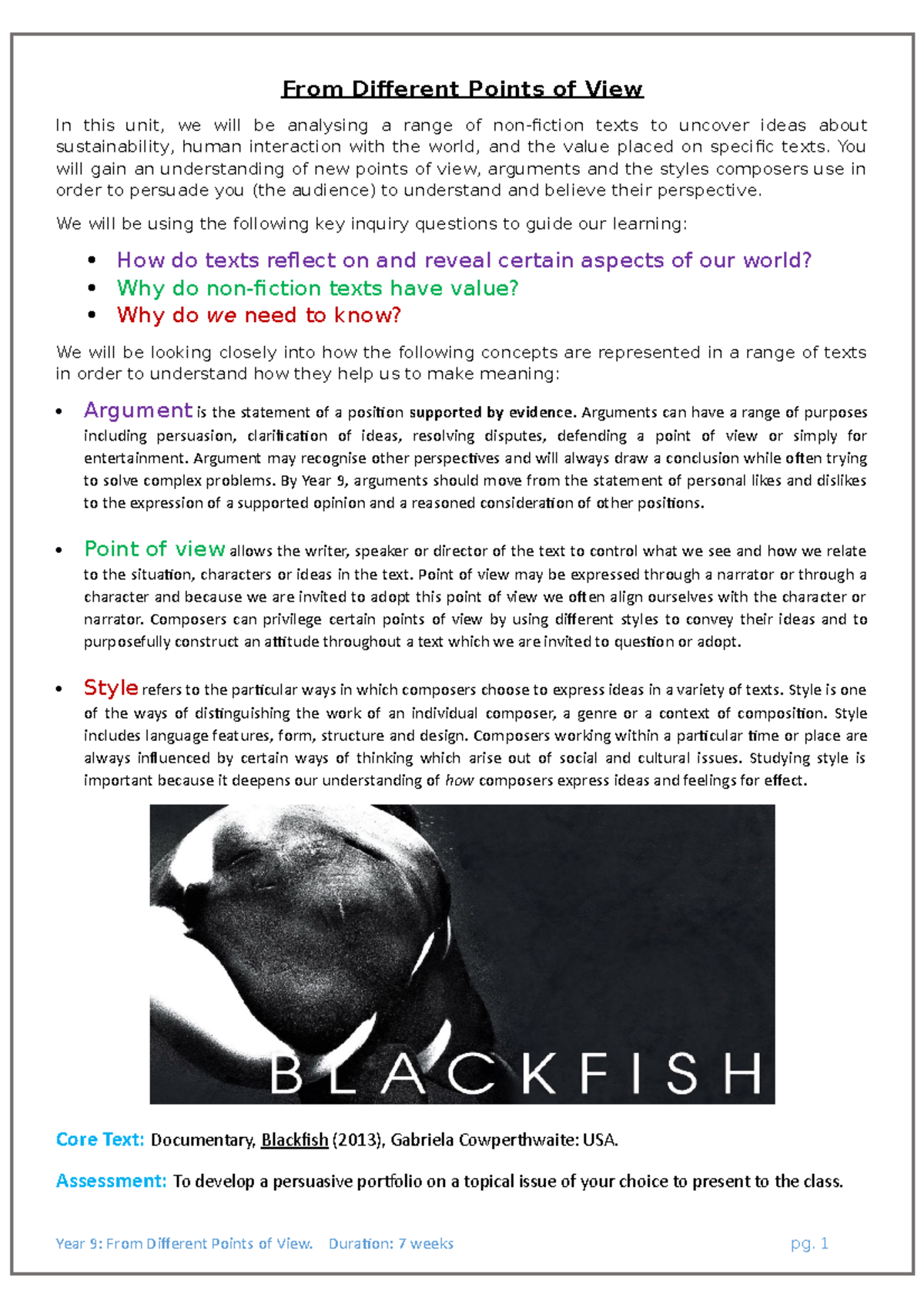 analytical essay blackfish