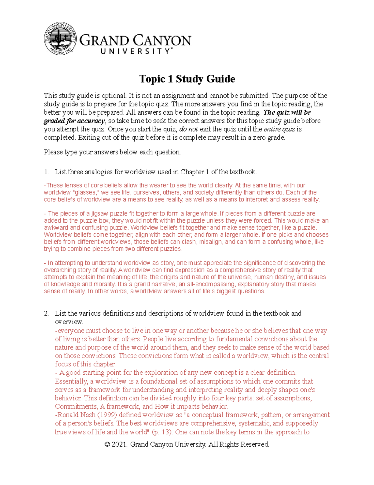 CWV 101 301 RS T1Study Guide Online - Topic 1 Study Guide This study ...