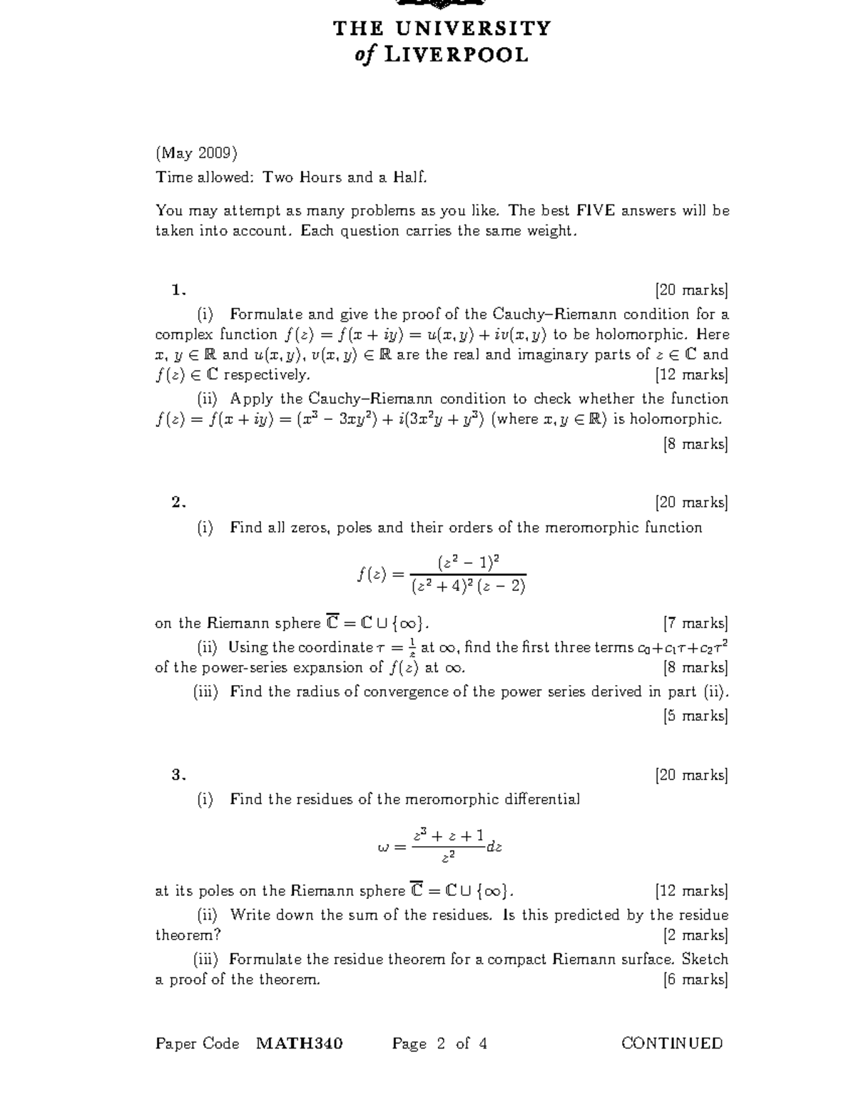 exam-may-2009-questions-may-2009-time-allowed-two-hours-and-a