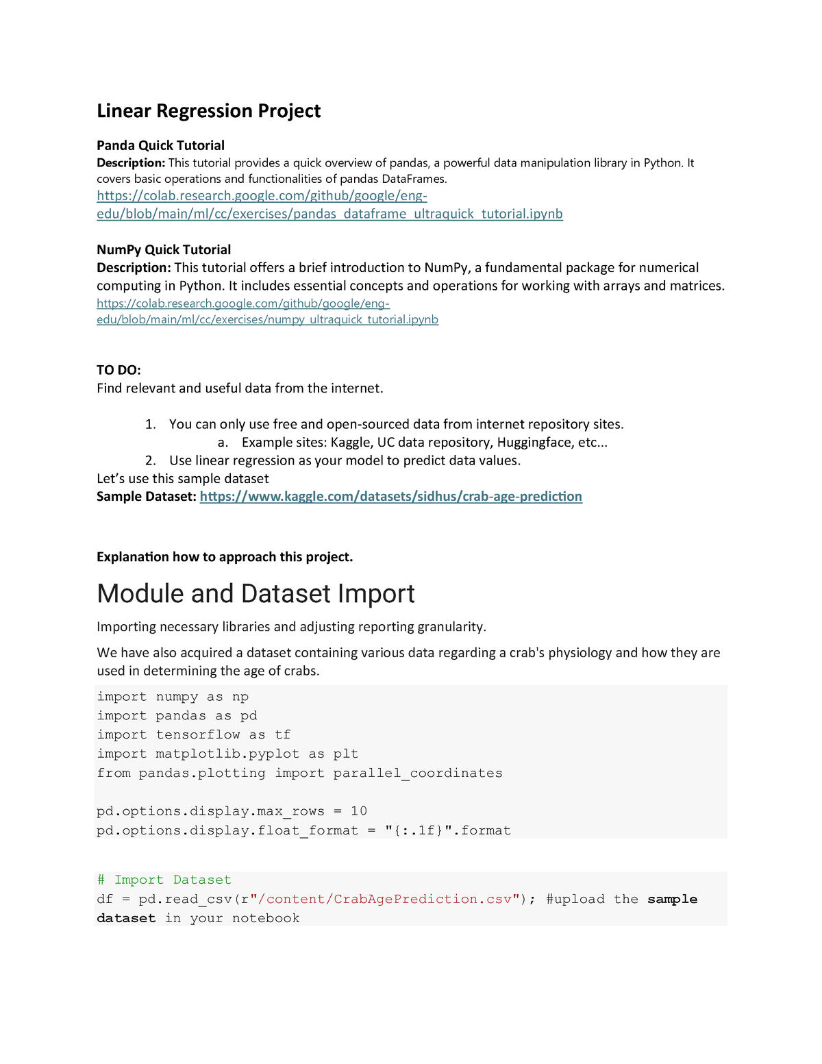 Linear Regression Project Linear Regression Project Panda Quick Tutorial Description This 1379