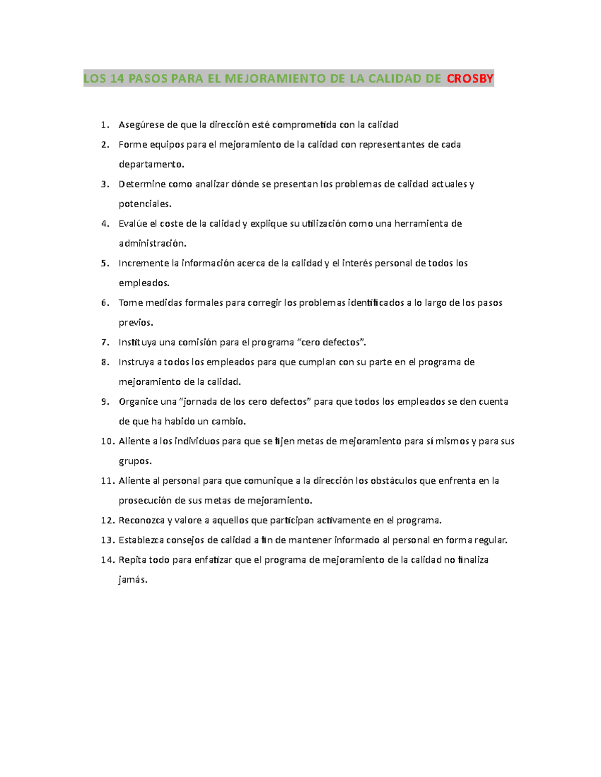 Marcos Daniel 14 pasos para el mejoramiento de crosby - LOS 14 PASOS ...