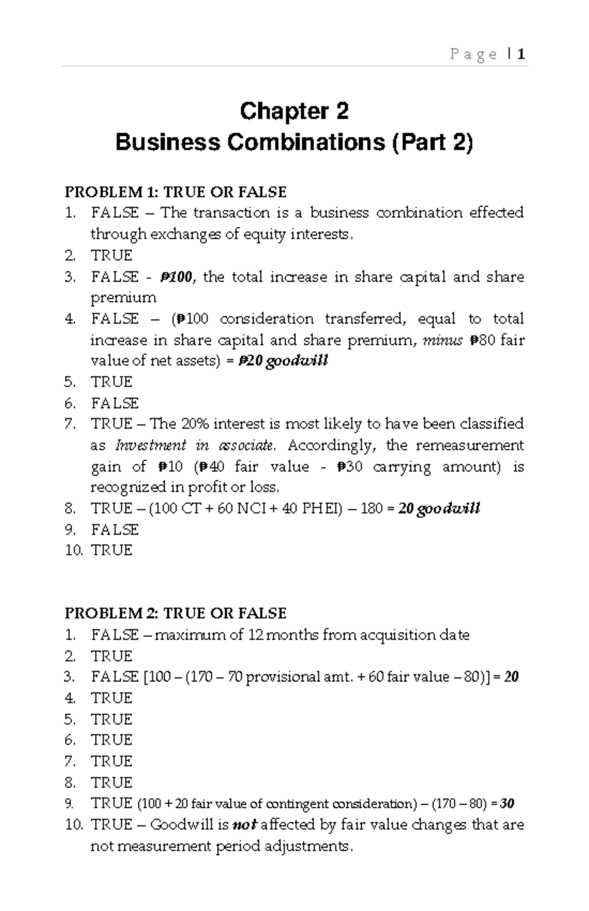 Chapter 2 Business Combinations (Part 2) Chapter 2 Business