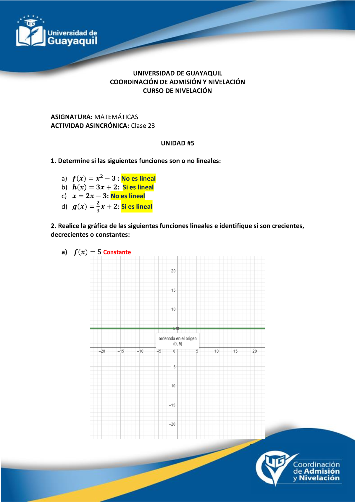 Tarea - U5 - Clase 23 - S7 - Ejercicios Resueltos - UNIVERSIDAD DE ...