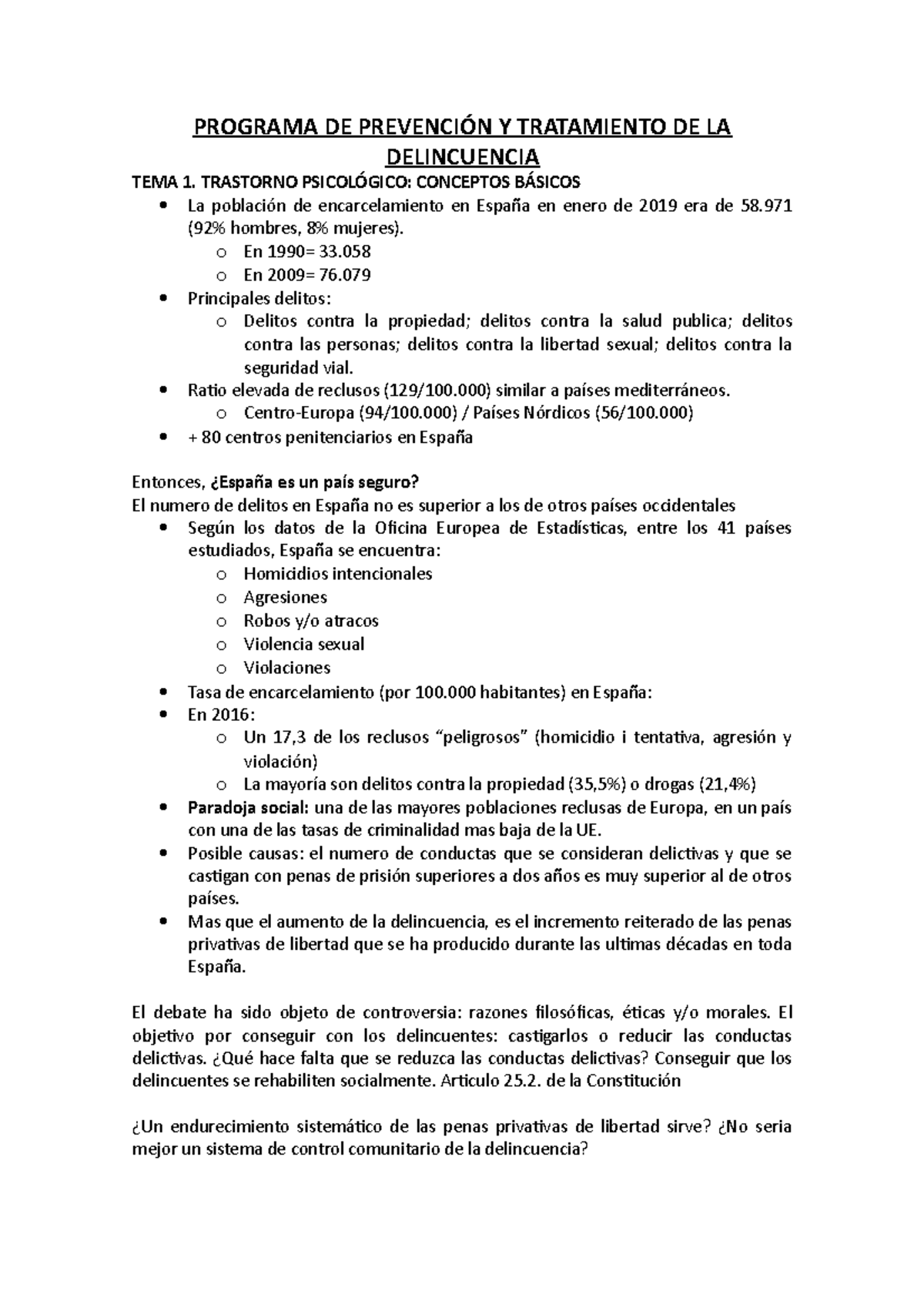 Programa De Prevención Y Tratamiento De la Delincuencia - PROGRAMA DE ...