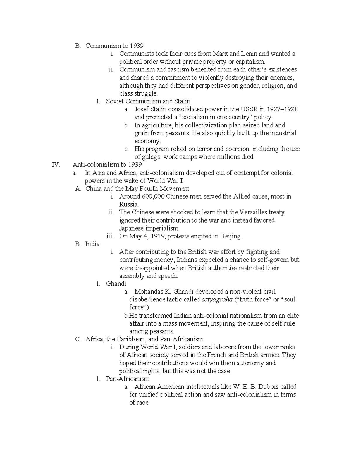 Ch26-outline 4 - Chapter 26 Outline - 4 - B. Communism To 1939 I 