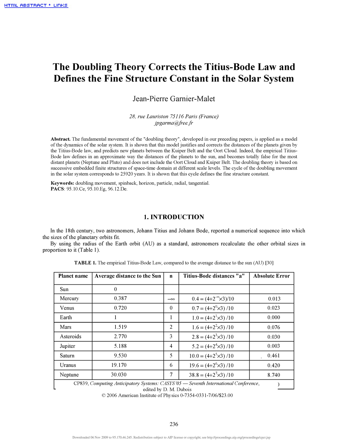 The doubling theory - The Doubling Theory Corrects the Titius-Bode Law ...