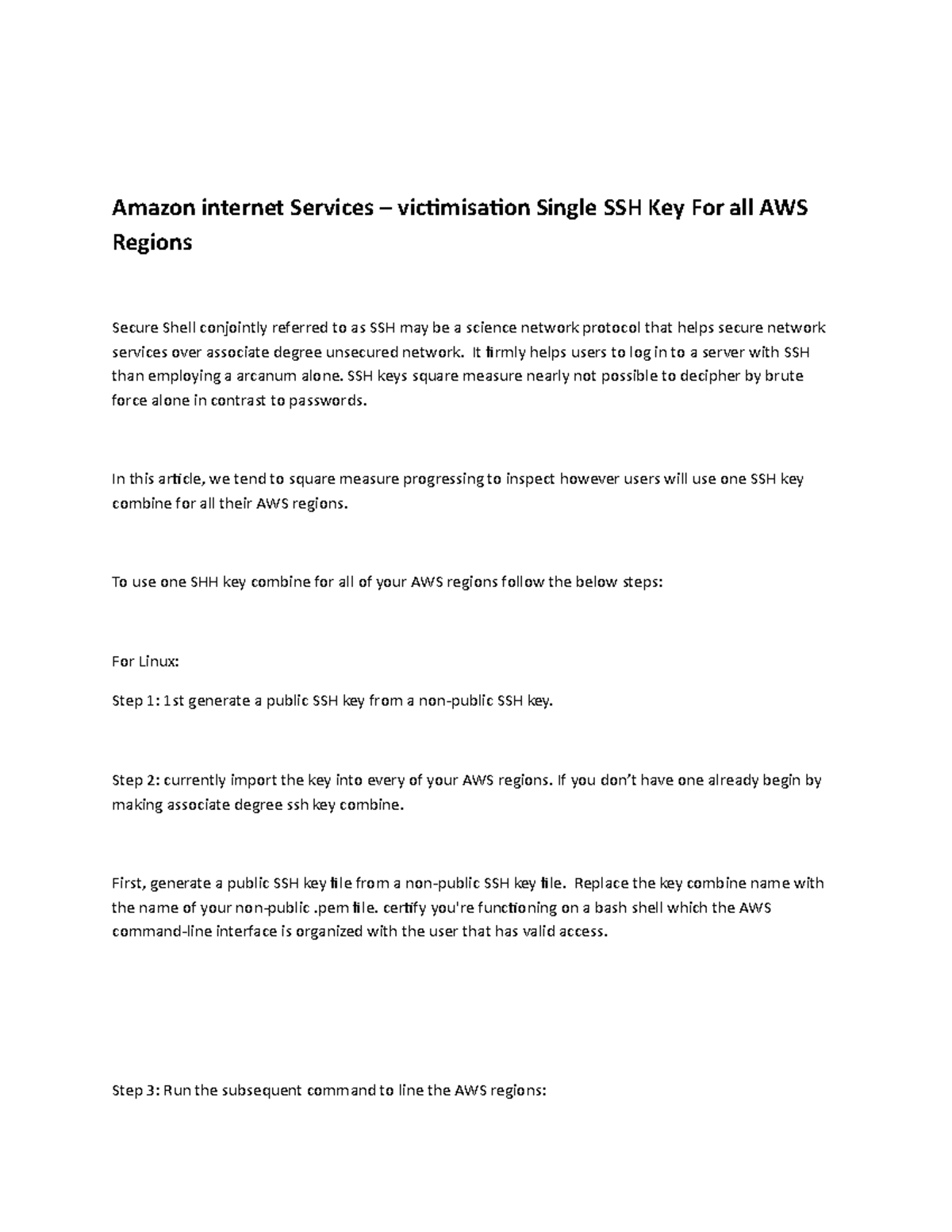 Amazon internet Services – victimisation Single SSH Key For all AWS ...
