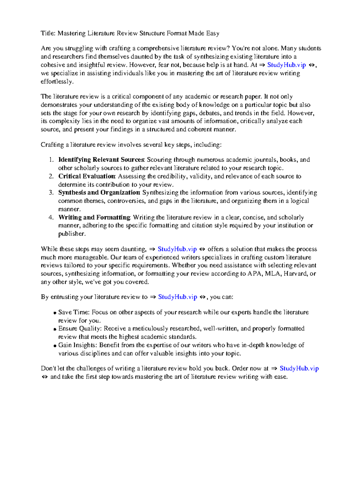 Literature Review Structure Format - Many students and researchers find ...