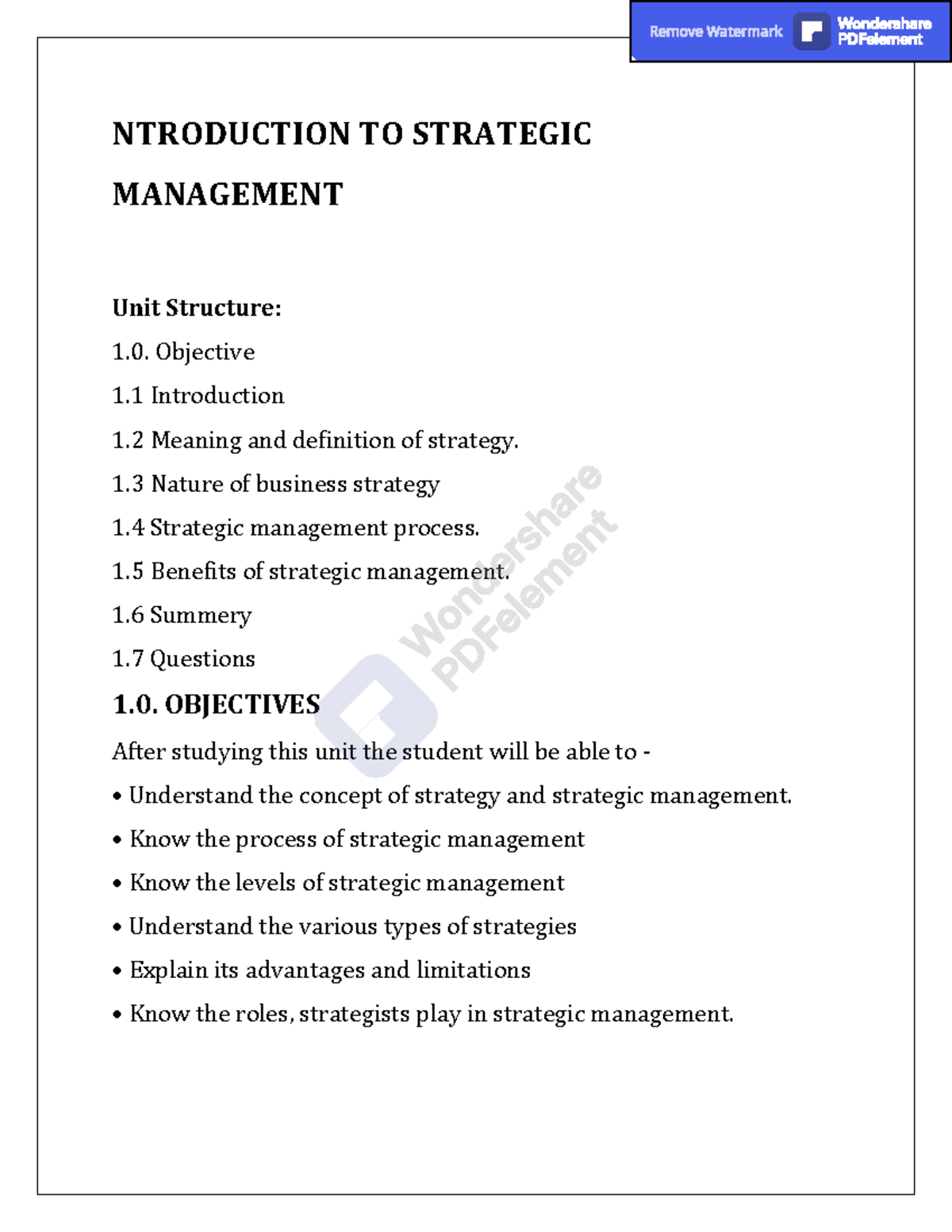 Introduction To Strategic Managementpart 1 - NTRODUCTION TO STRATEGIC ...