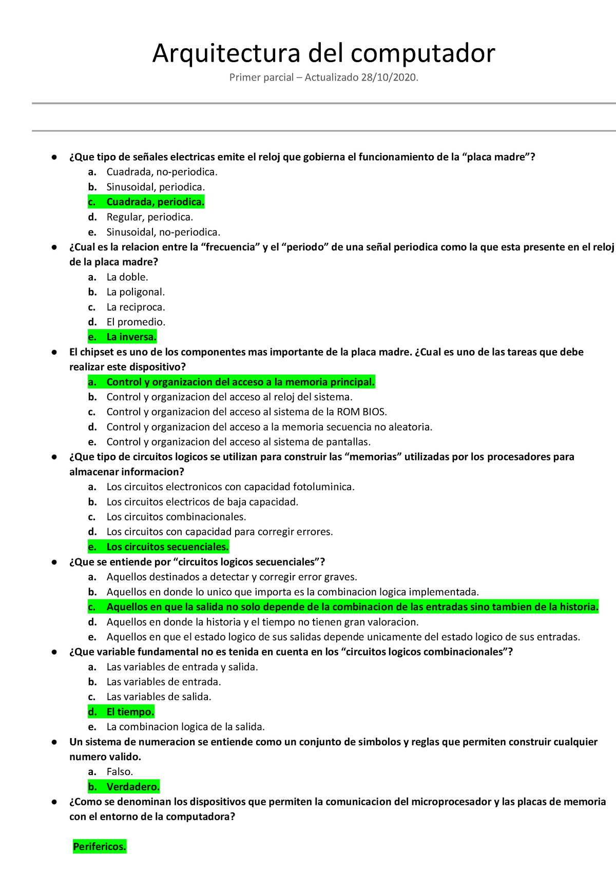 Parcial 1 - Arquitectura Del Computador 30-10-2020 - Arquitectura Del ...