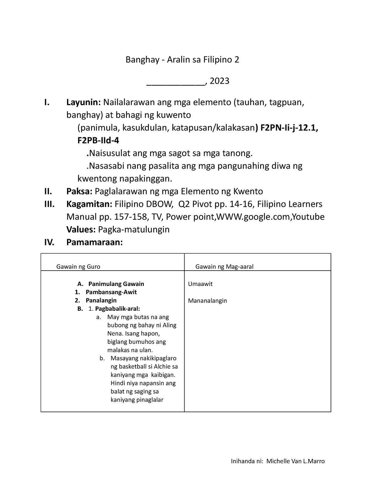 Banghay - For Demonstration - Banghay - Aralin Sa Filipino 2 ...