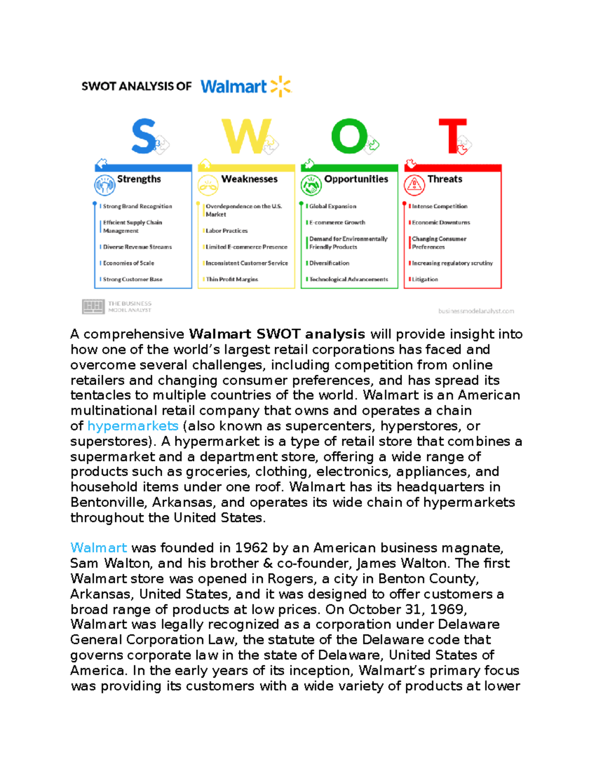 Walmart SWOT 2023 - A comprehensive Walmart SWOT analysis will provide ...