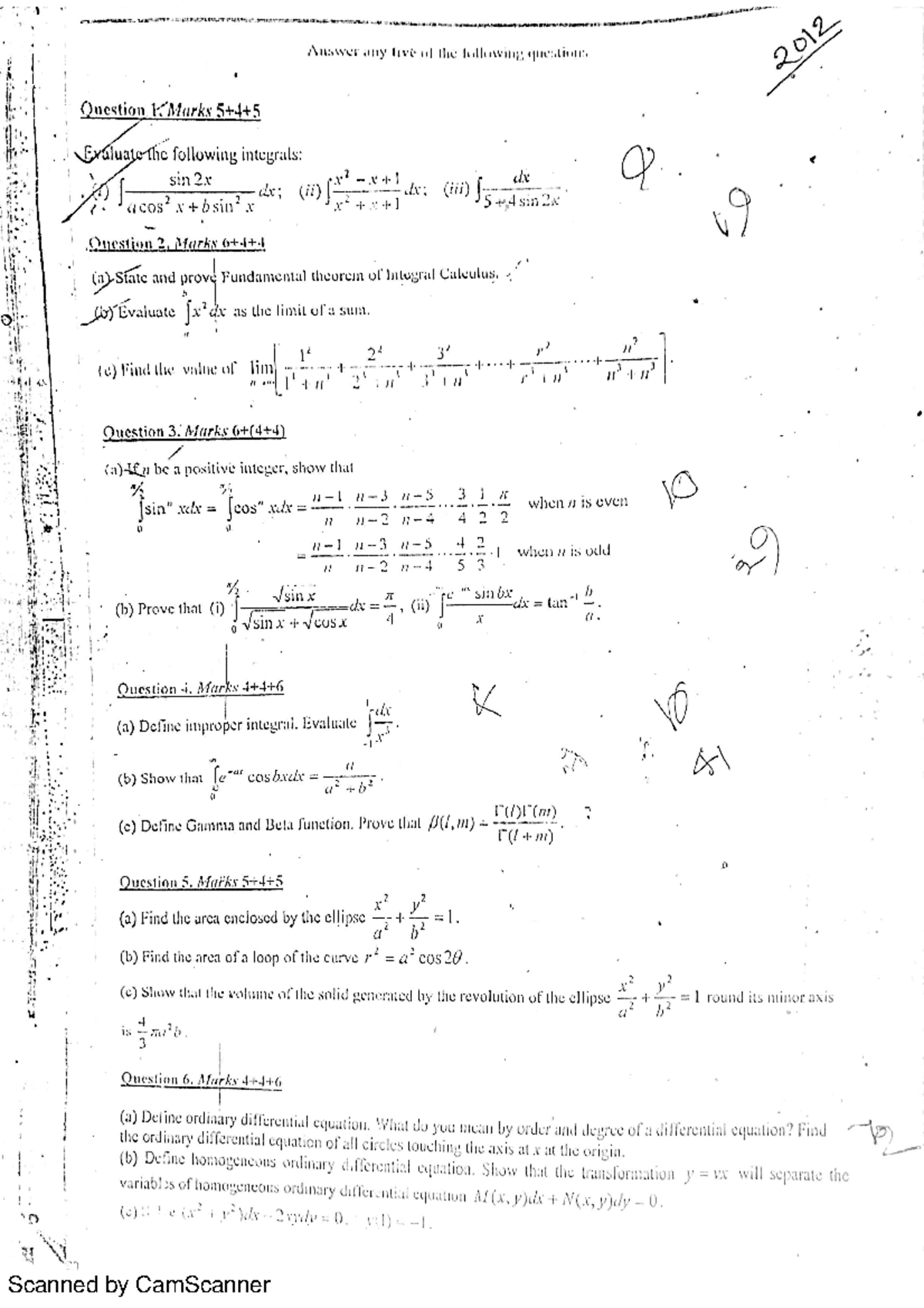 Integral questions Differential and Integral Calculus Studocu
