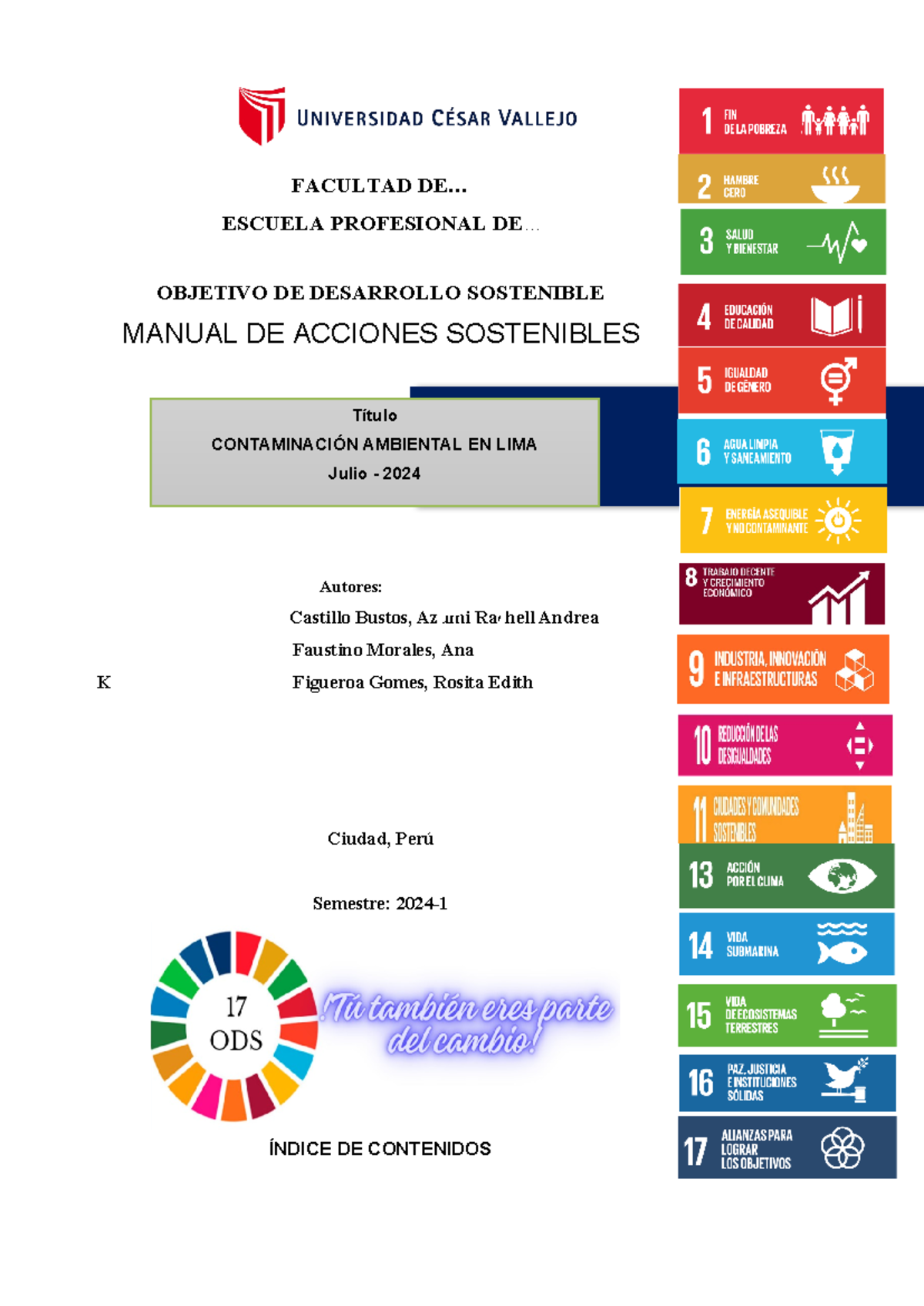 OBJETIVO DE DESARROLLO SOSTENIBLE MANUAL DE ACCIONES SOSTENIBLES 2024 ...