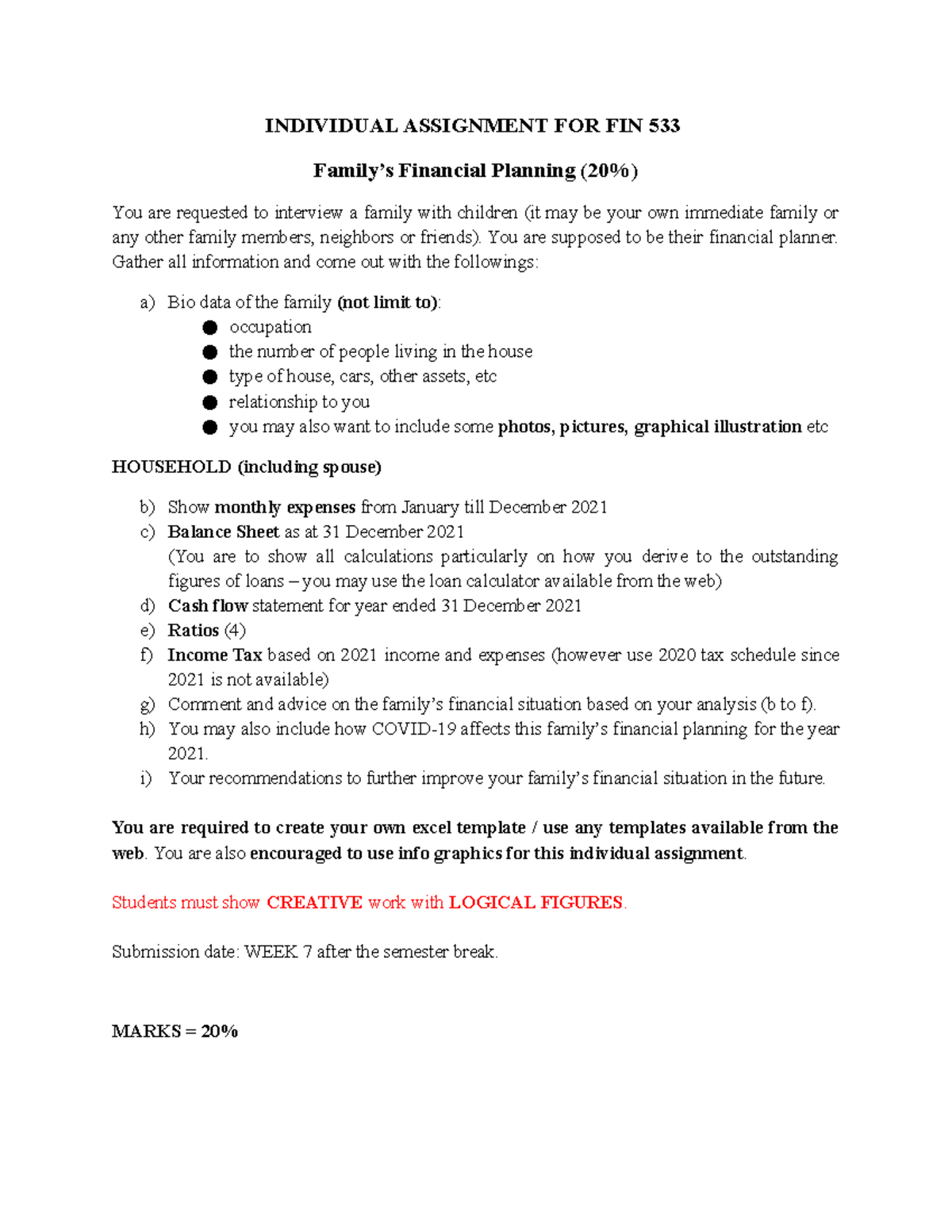 fin533 individual assignment 2022