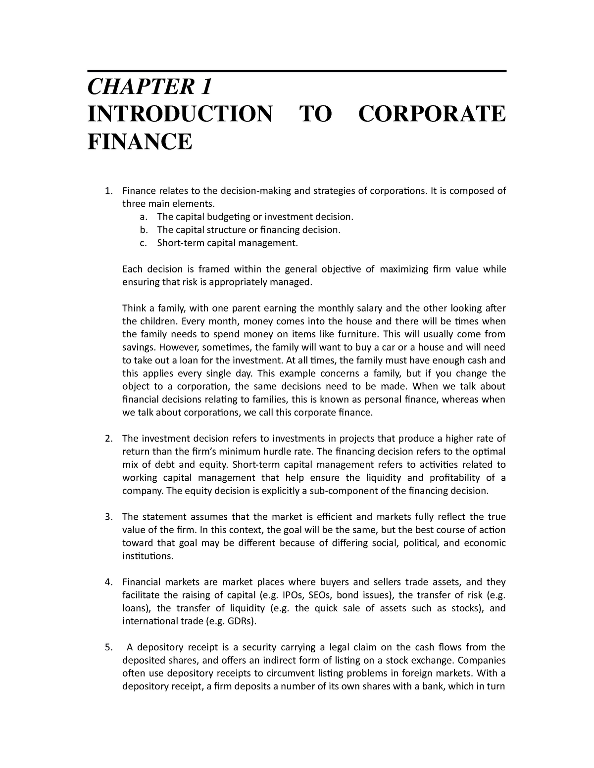 Chapter 1 Solutions Print - CHAPTER 1 INTRODUCTION FINANCE TO CORPORATE ...