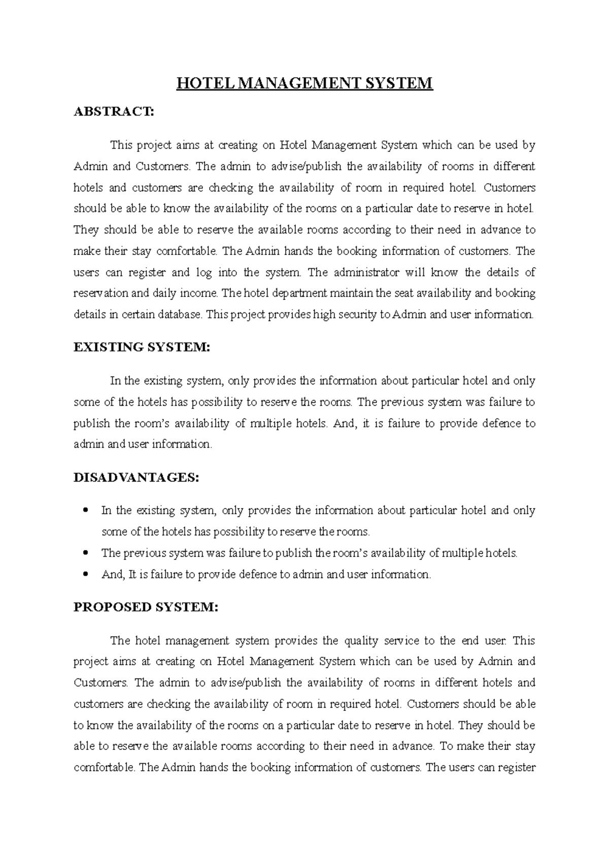 hotel management research project topics