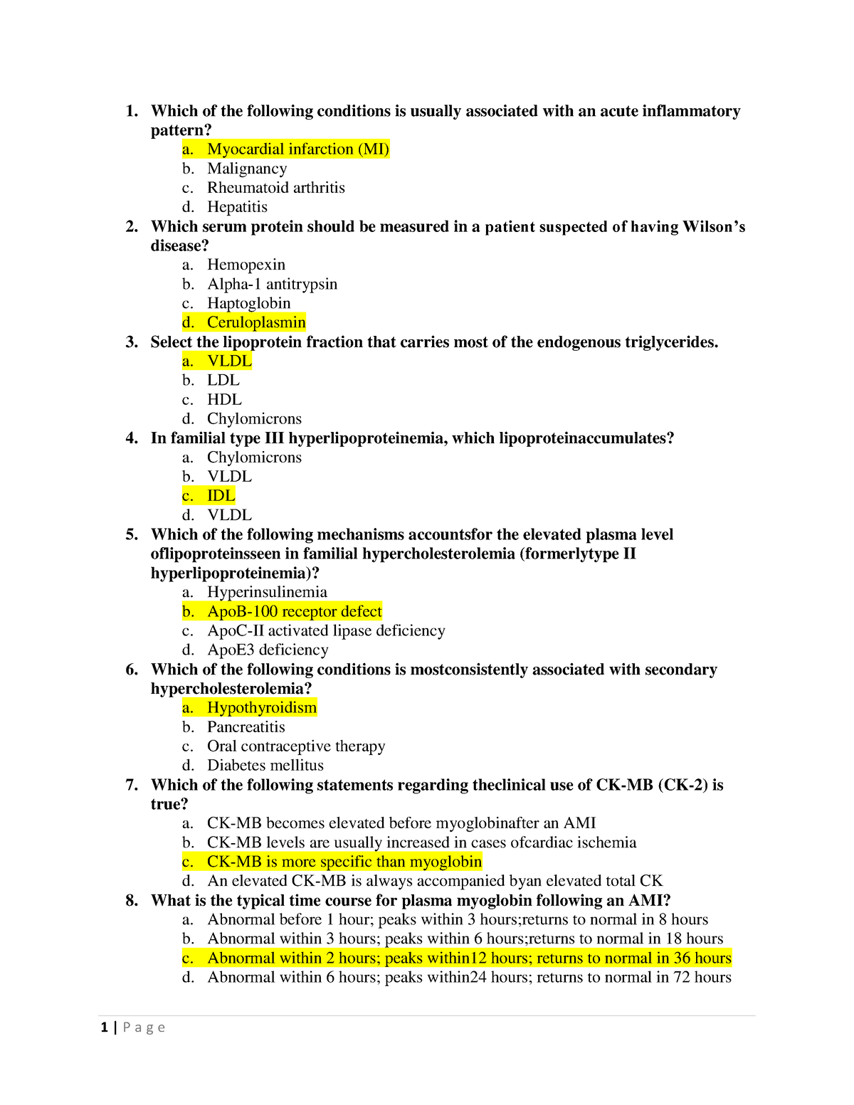 Clinical Chemistry Question Bank 2-1 - 1. Which Of The Following ...