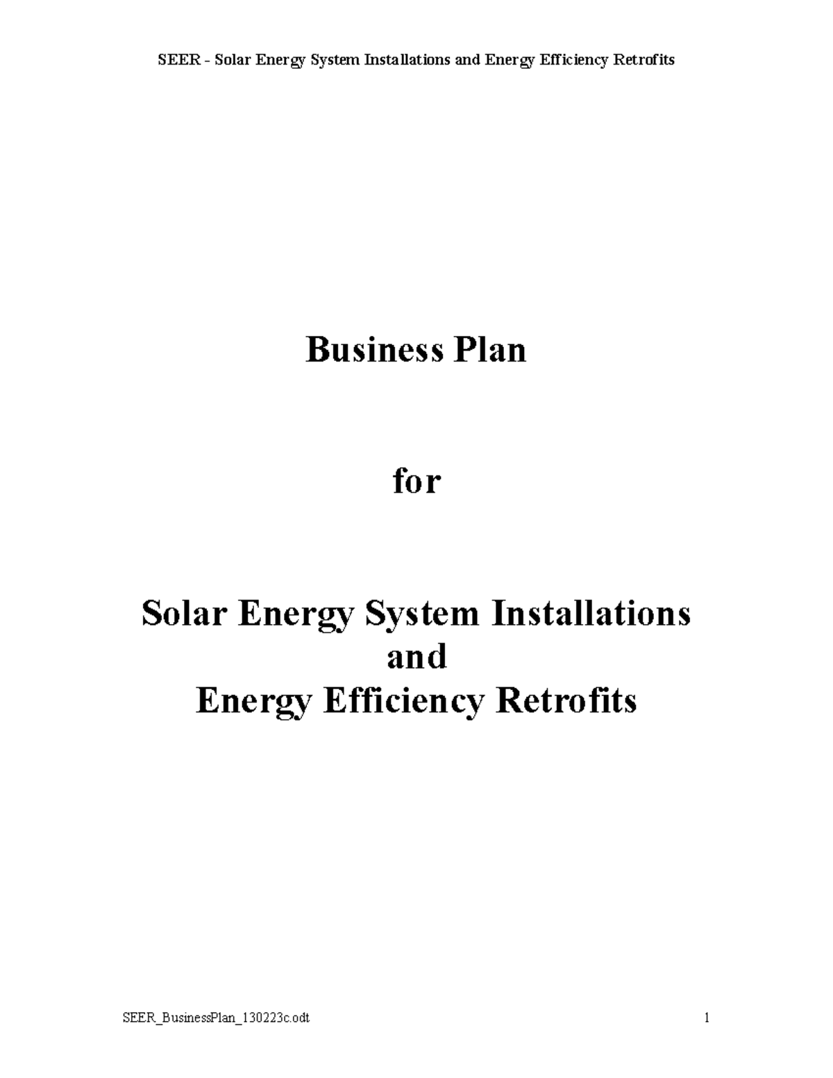 sample business plan for solar energy