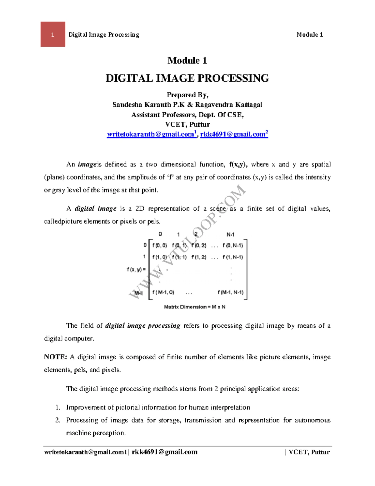 DIP Notes@Az Documents - Digital Image Processing - Studocu