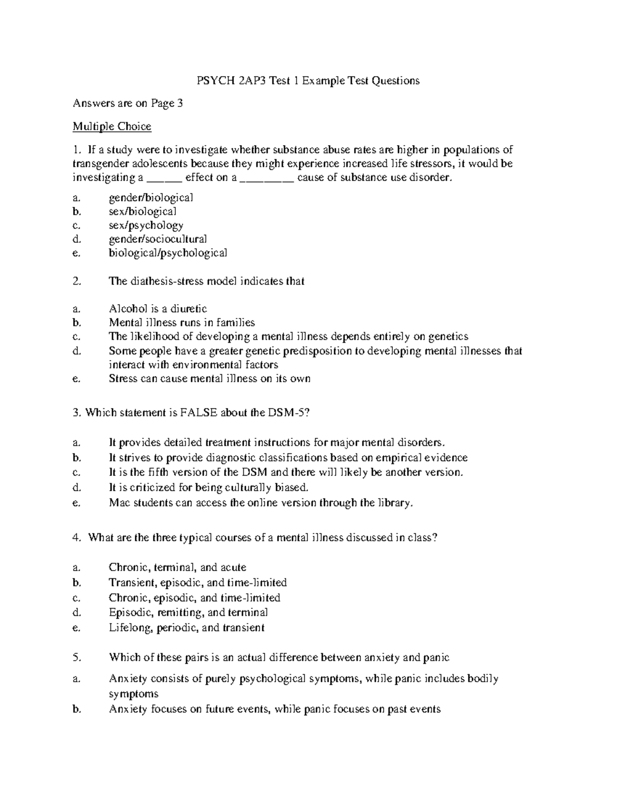 Example Test - Practice test for test 1 - PSYCH 2AP3 Test 1 Example ...