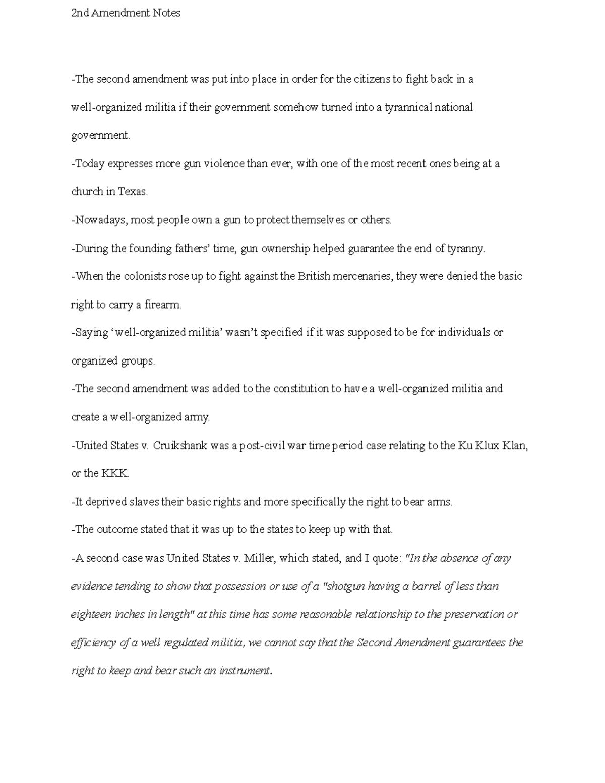 2nd Amendment Notes - towson university - 2nd Amendment Notes -The ...