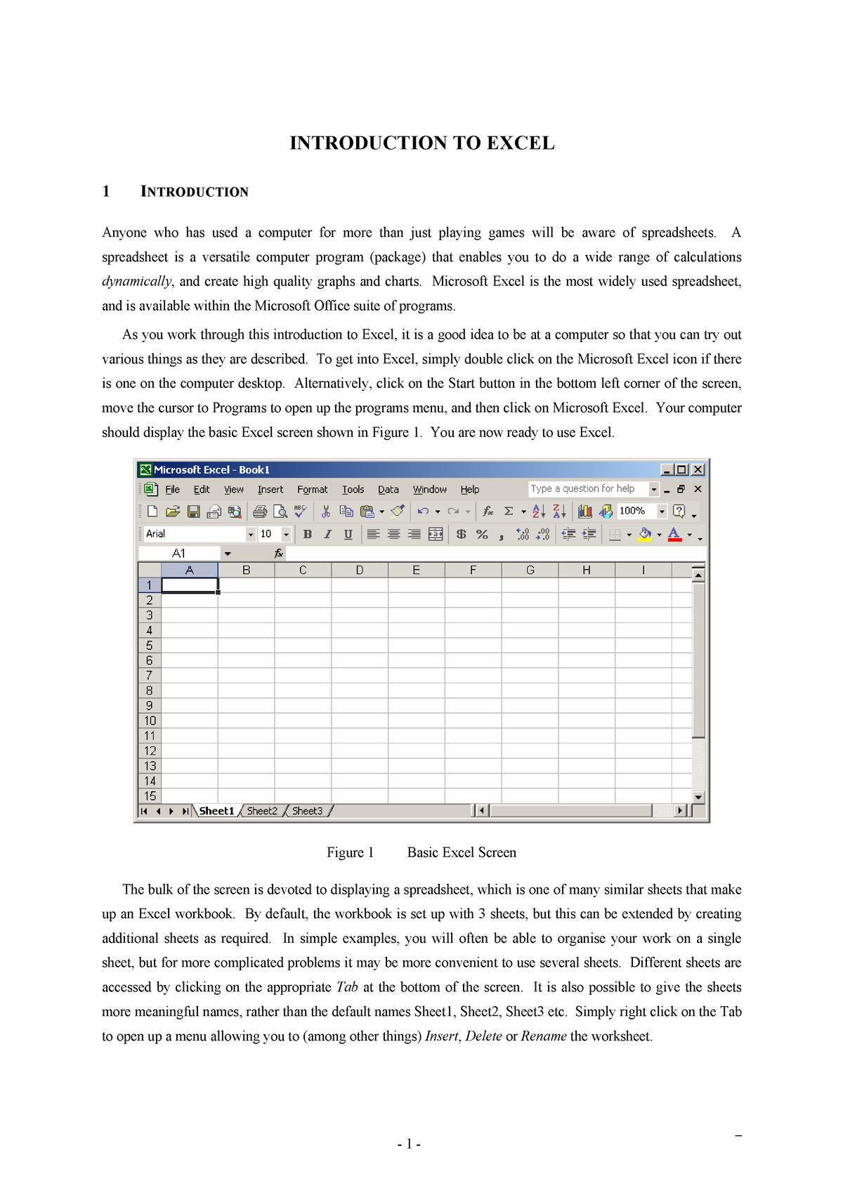 introduction to excel assignment