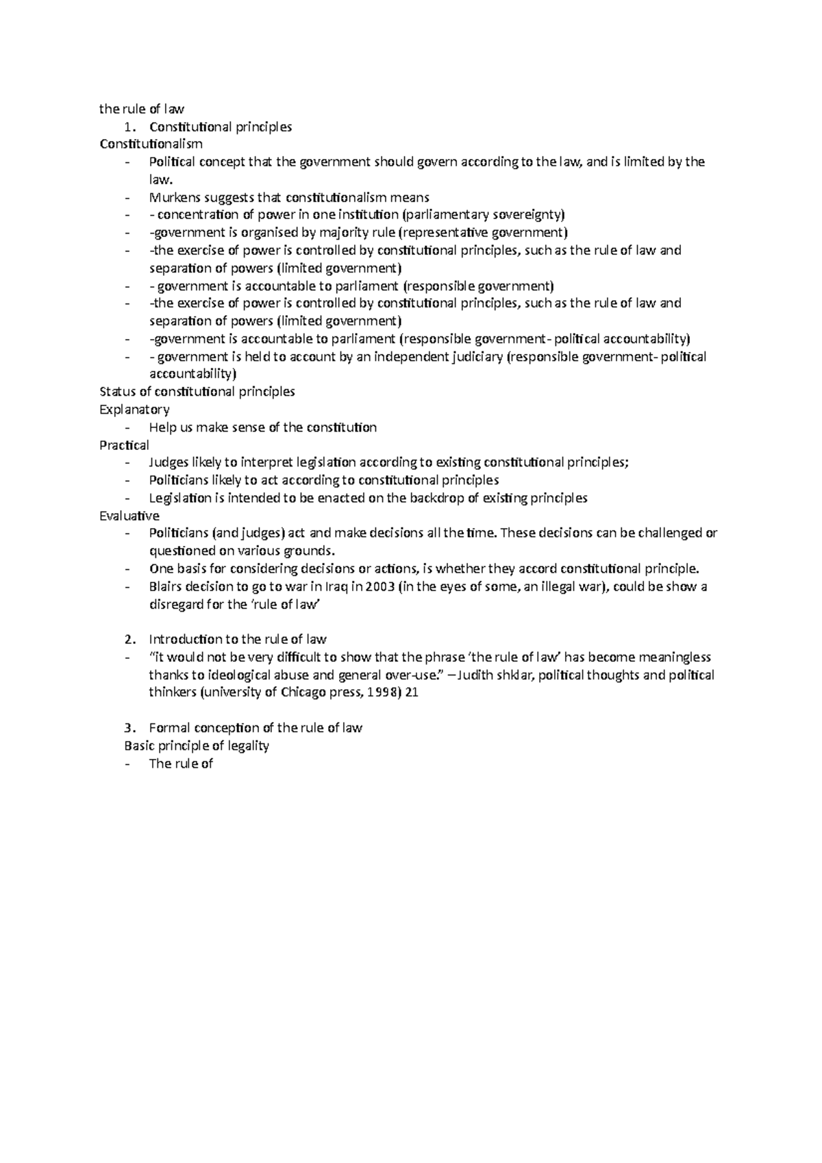 Public law (the rule of law) - the rule of law 1. Constitutional ...