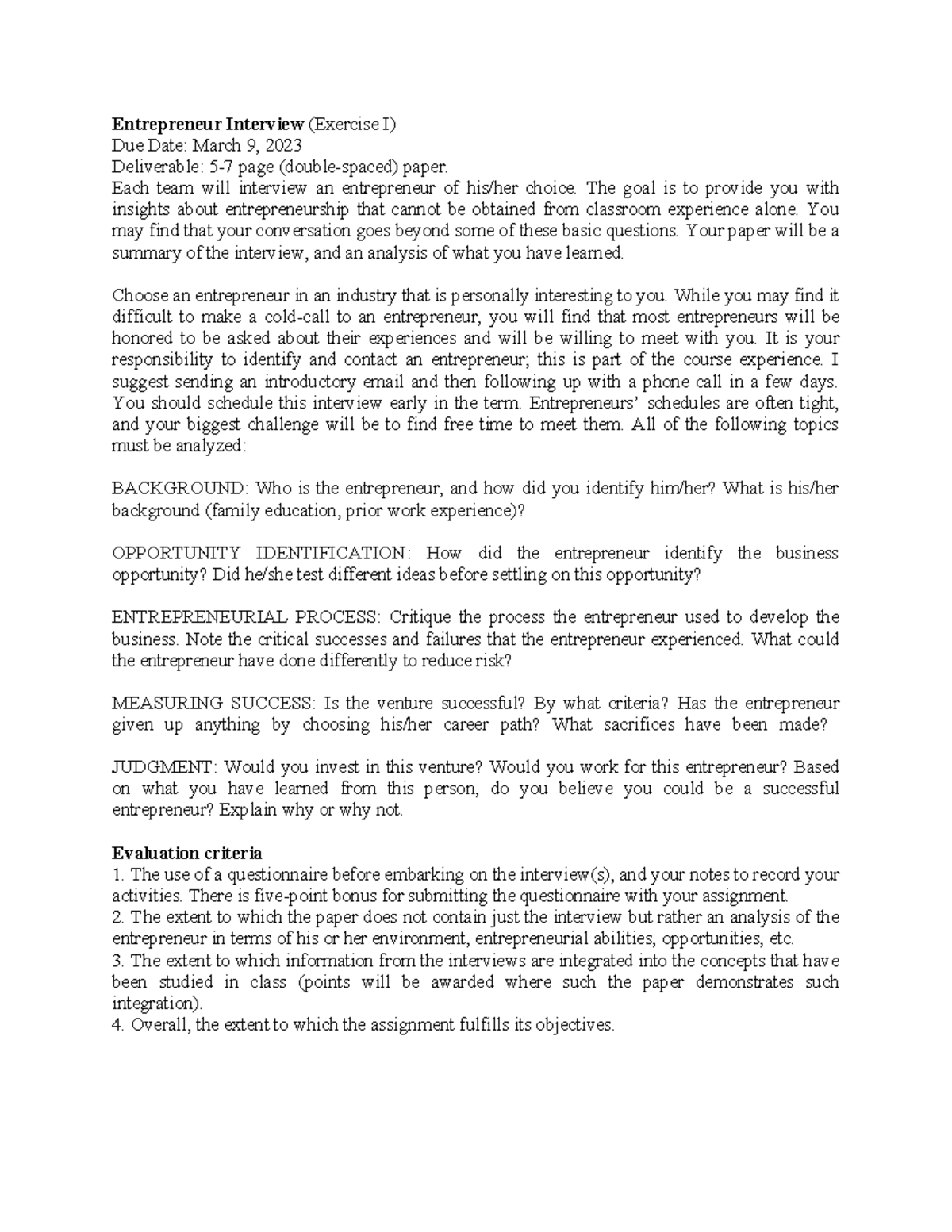 Interview with an Entrepreneur Instructions - Tagged - Entrepreneur ...