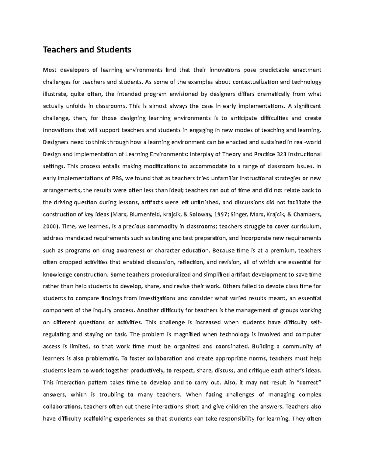 Teachers and Students - As some of the examples about contextualization ...