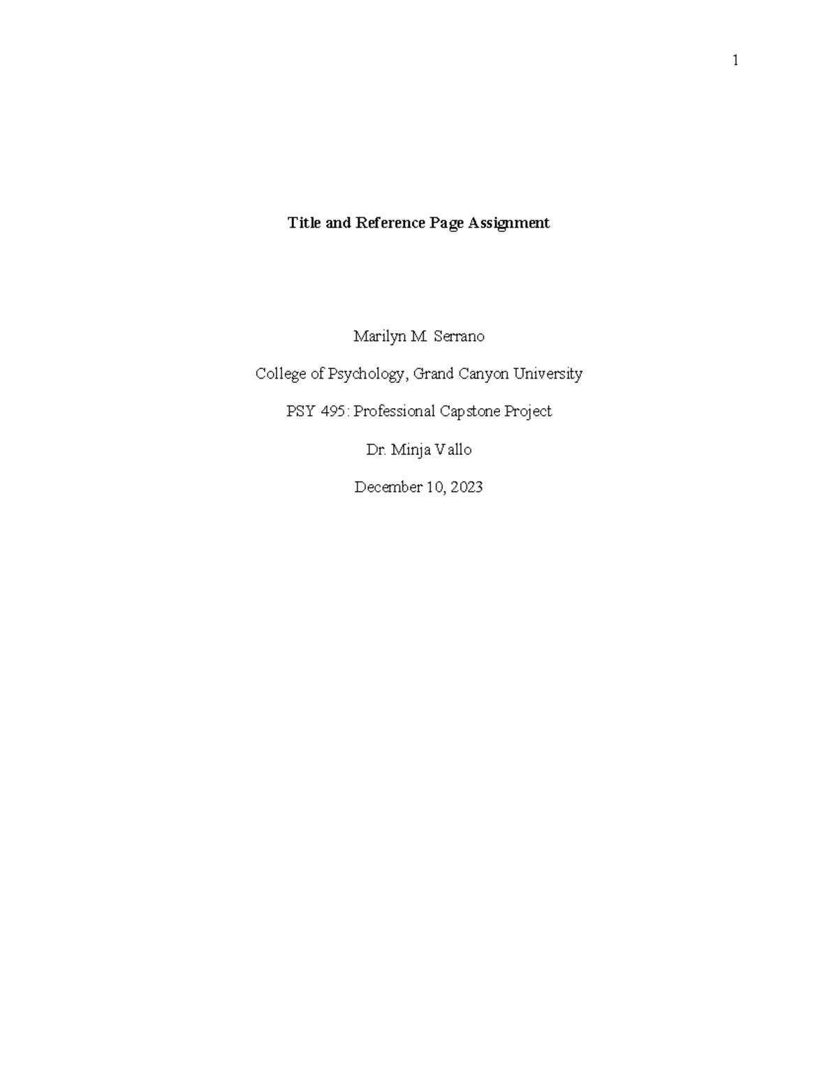 title and reference page assignment online