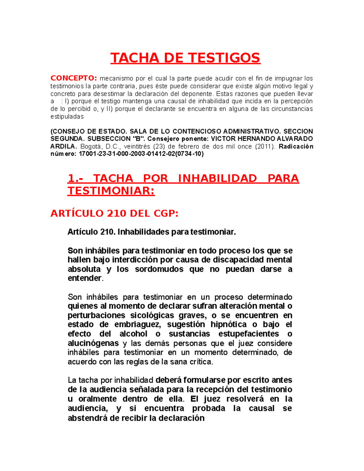 Protocolo Tacha DE Testigos - TACHA DE TESTIGOS CONCEPTO: Mecanismo Por ...