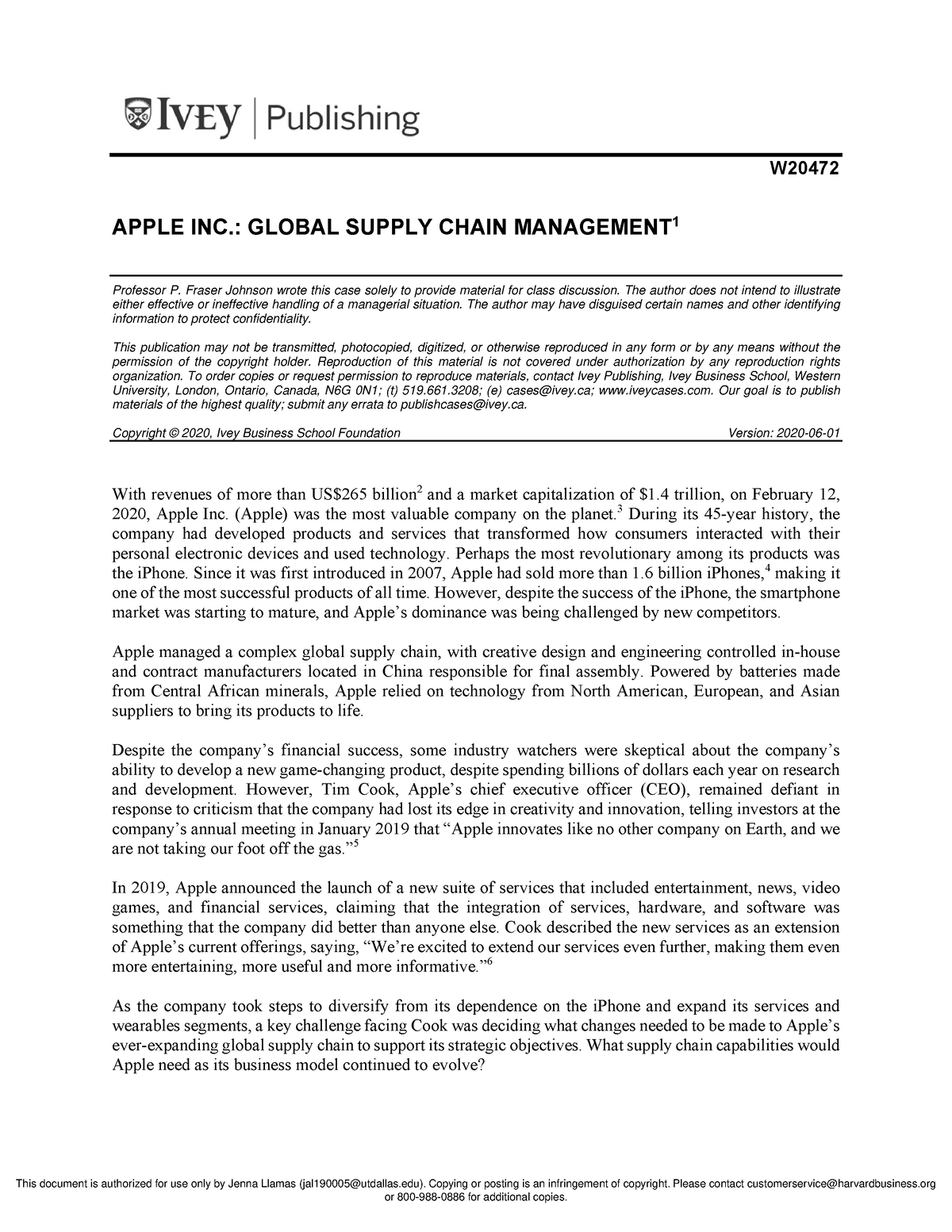 apple supply chain case study pdf