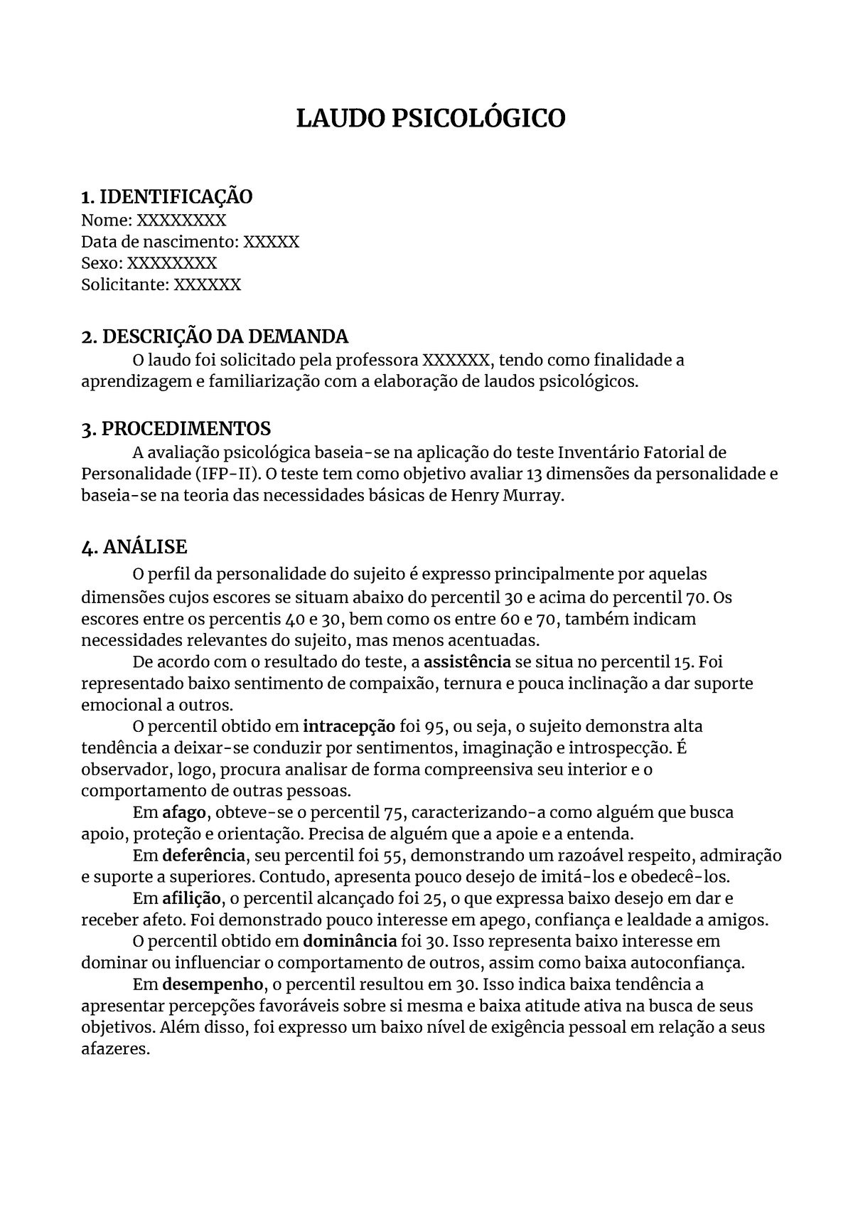 Exemplo De Conclusão De Laudo Psicologico Novo Exemplo 2262