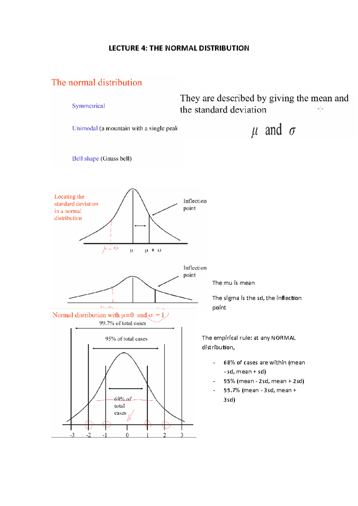 Lecture 4 Normal Distribution - LECTURE 4: THE NORMAL DISTRIBUTION The ...