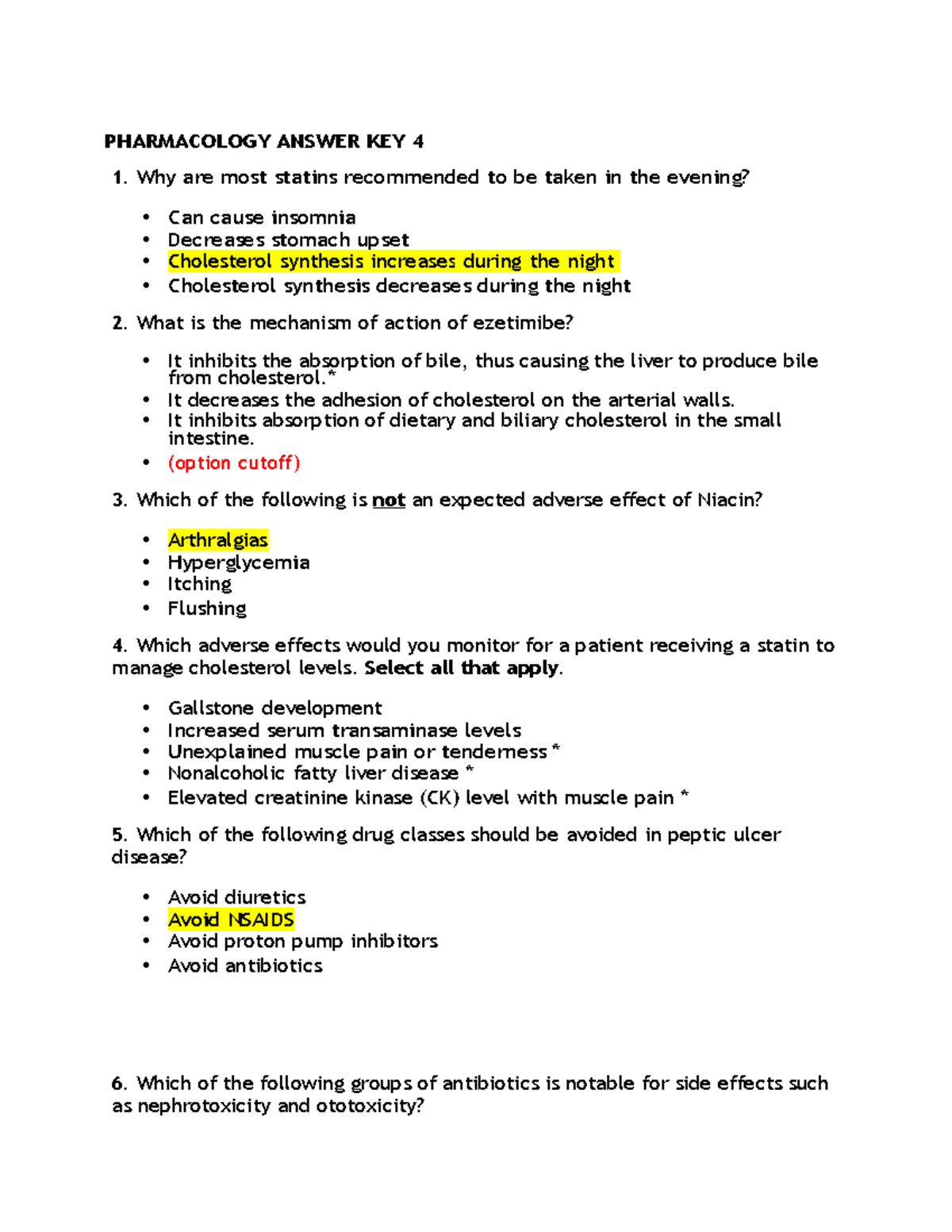 Pharmacology Answer Key 4 PHARMACOLOGY ANSWER KEY 4 1. Why are most