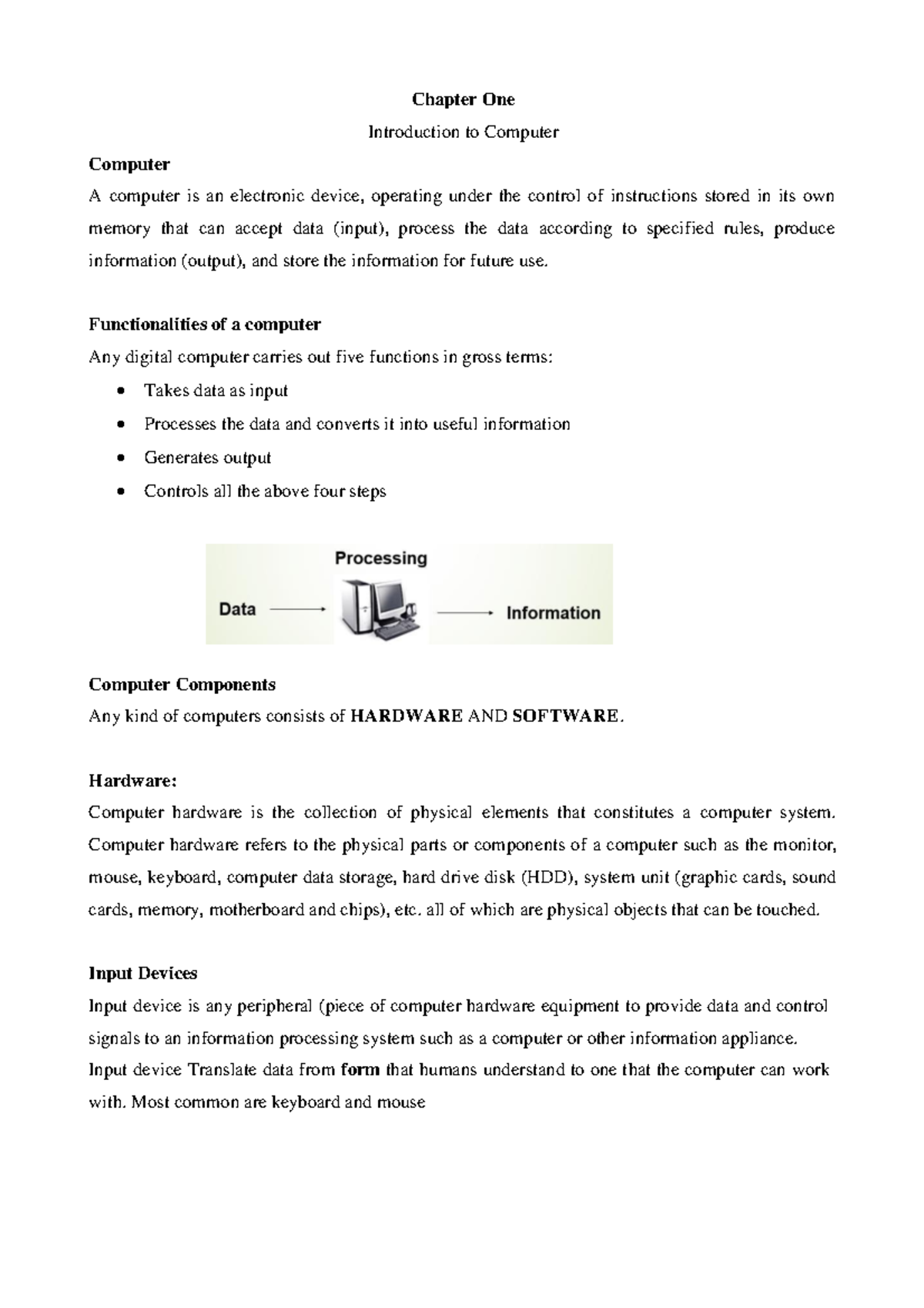 Modulex Computers Booklet - Chapter One Introduction to Computer ...