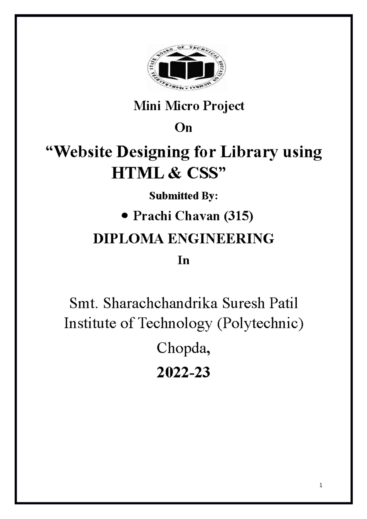 CSS Project (website d prachi) - Mini Micro Project On “Website ...