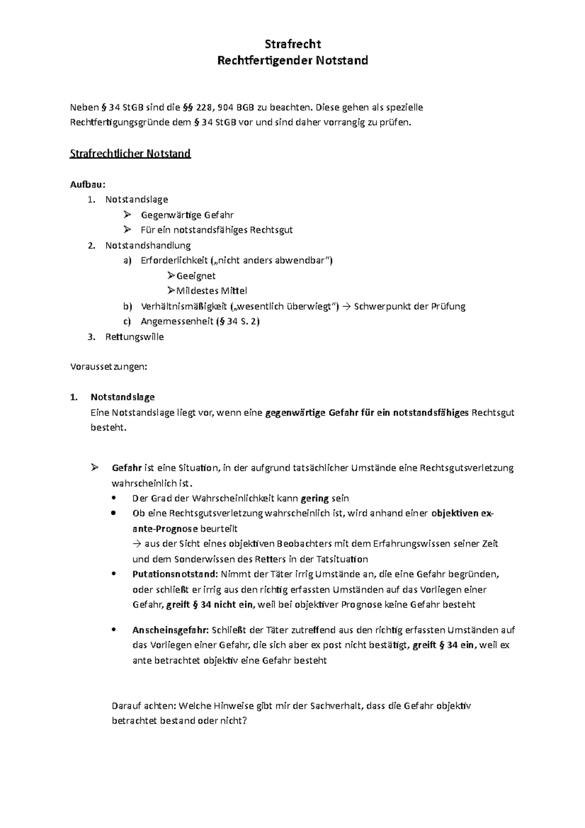 Unterschied Rechtfertigender Und Entschuldigender Notstand Zusammenfassung Rechtfertigender Notstand - Rechtfertigender Notstand