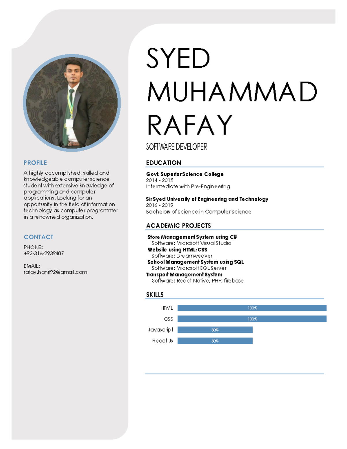 Rafay - Designed - SYED MUHAMMAD RAFAY SOFTWARE DEVELOPER PROFILE A ...